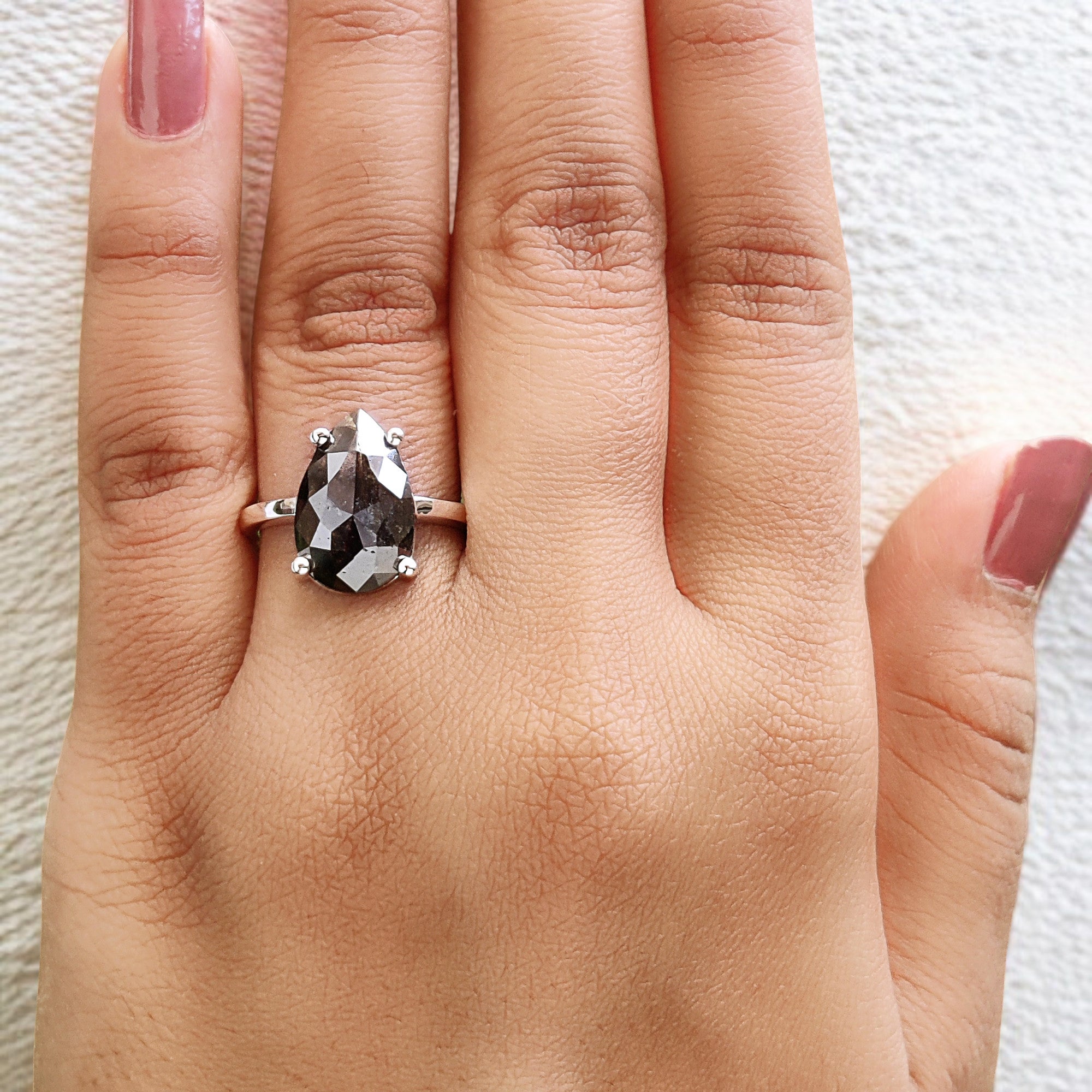 Pear Black Brown Color Diamond Ring Engagement Wedding Gift Ring 14K Solid Rose White Yellow Gold Ring 4.00 CT QL2183