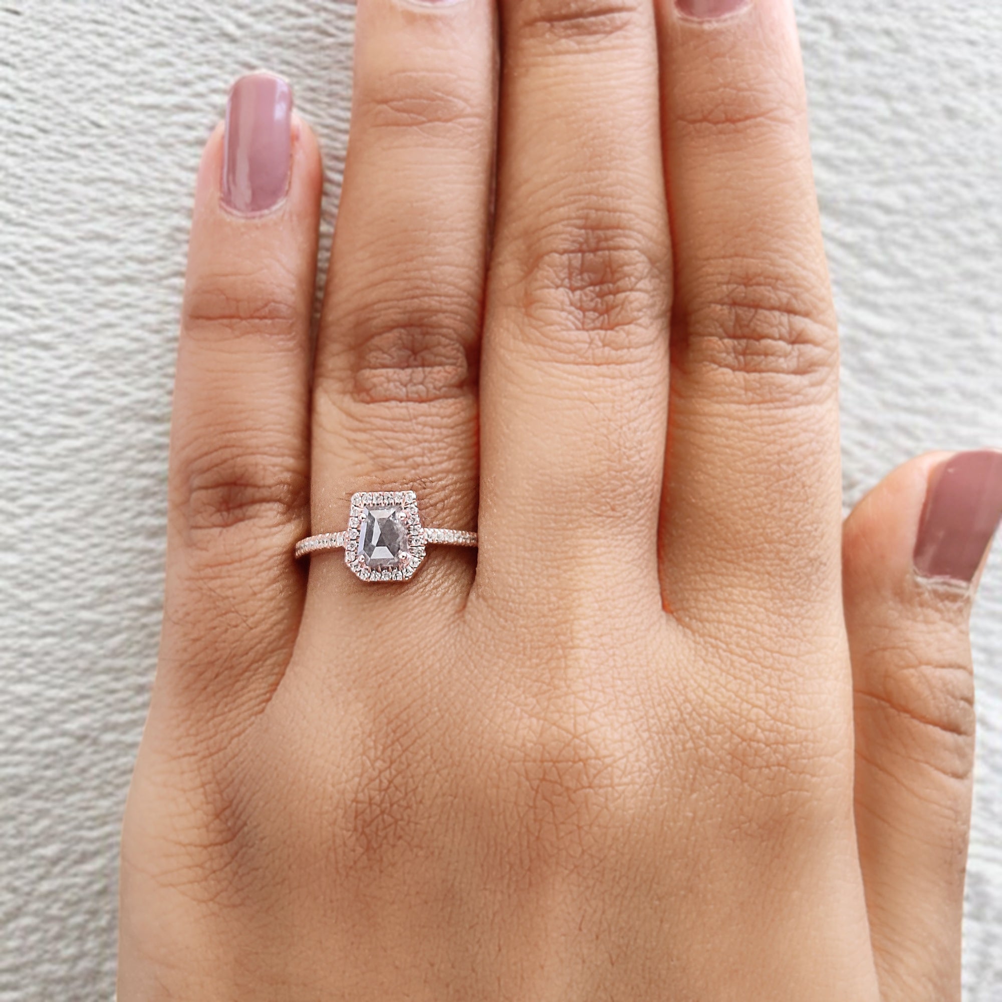 Coffin Salt And Pepper Diamond Ring, Salt And Pepper Coffin Diamond Engagement Ring, Coffin Shape Diamond Ring, Coffin Cut Ring, QL5831