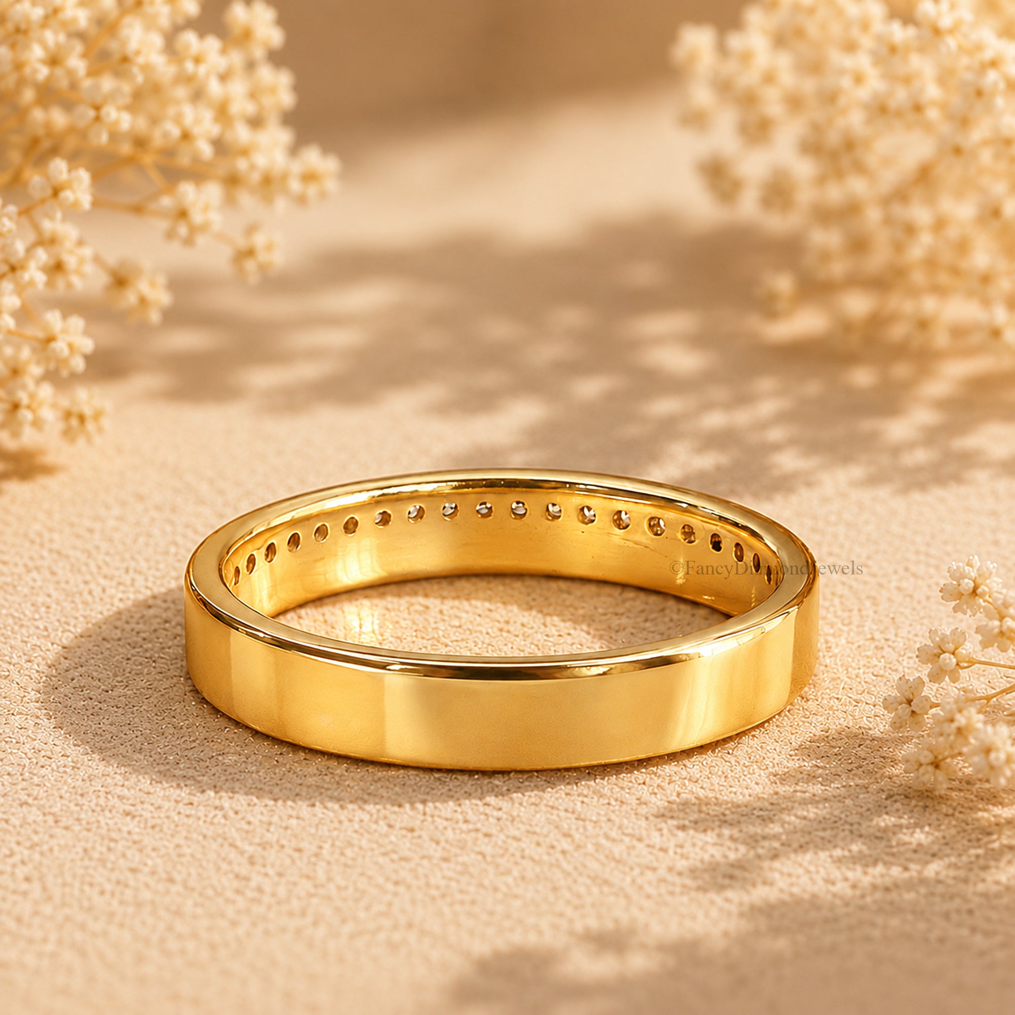 14K Gold Moissanite Half Eternity Band, Minimalist Wedding Ring, Stackable Promise Ring, Thin Pave Band, Anniversary Gift for Her FD593