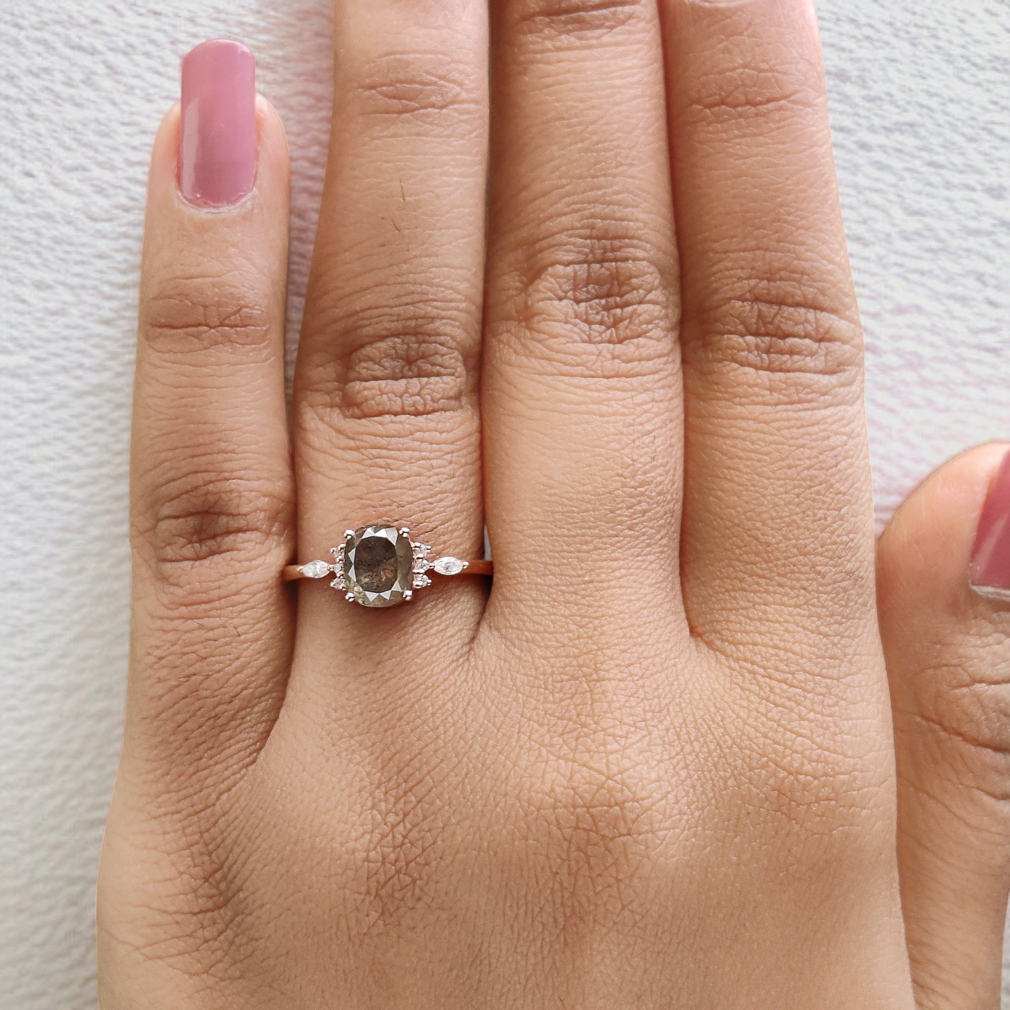 Cushion Cut Yellow Color Diamond Ring 1.29 Ct 6.80 MM Cushion Diamond Ring 14K Solid Rose Gold Silver Engagement Ring Gift For Her QL7333