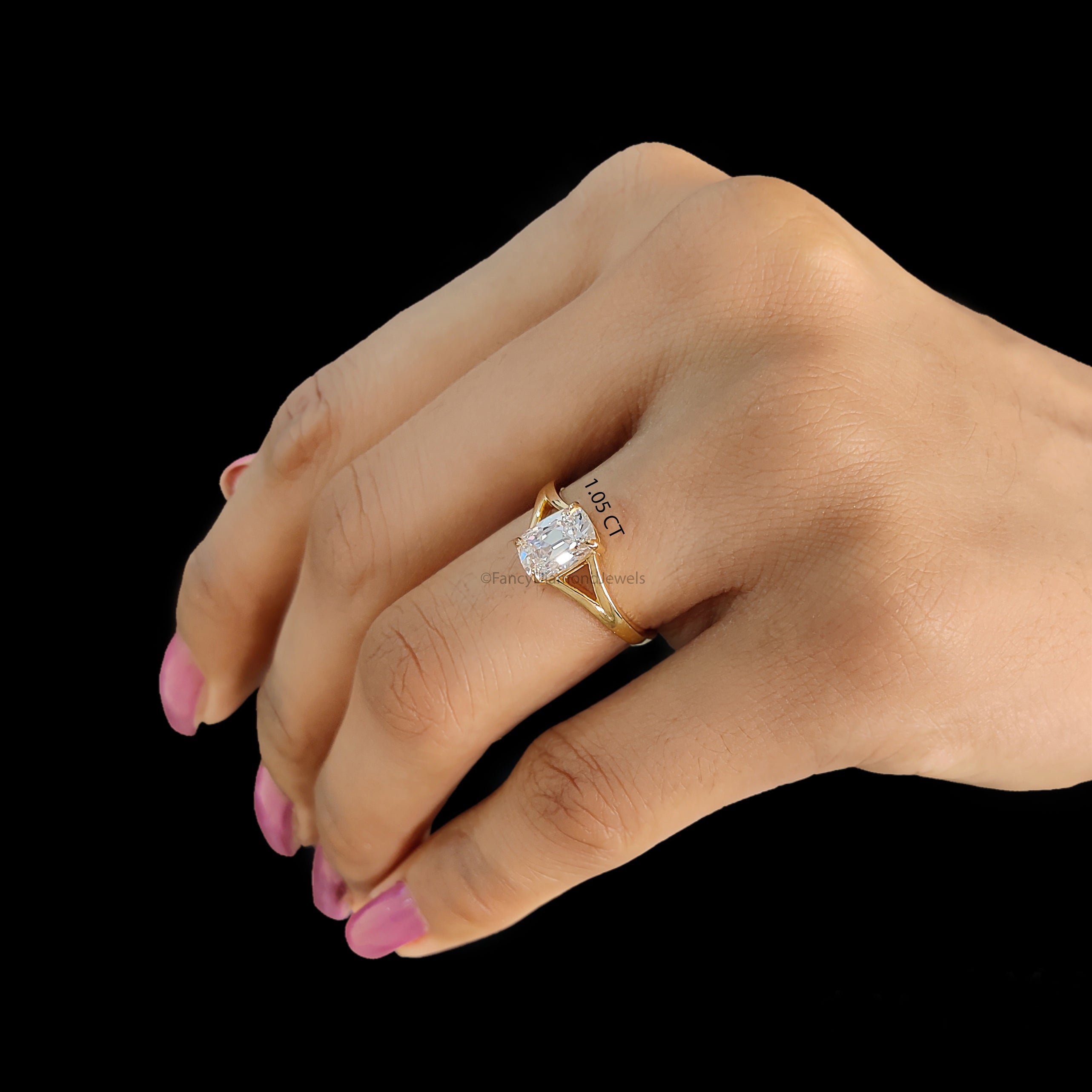 Old Mine Cut Cushion Diamond Split Shank Engagement Ring, Solitaire Wedding Ring for Her, Comfort Fit Promise Ring, Handmade Ring, FD556