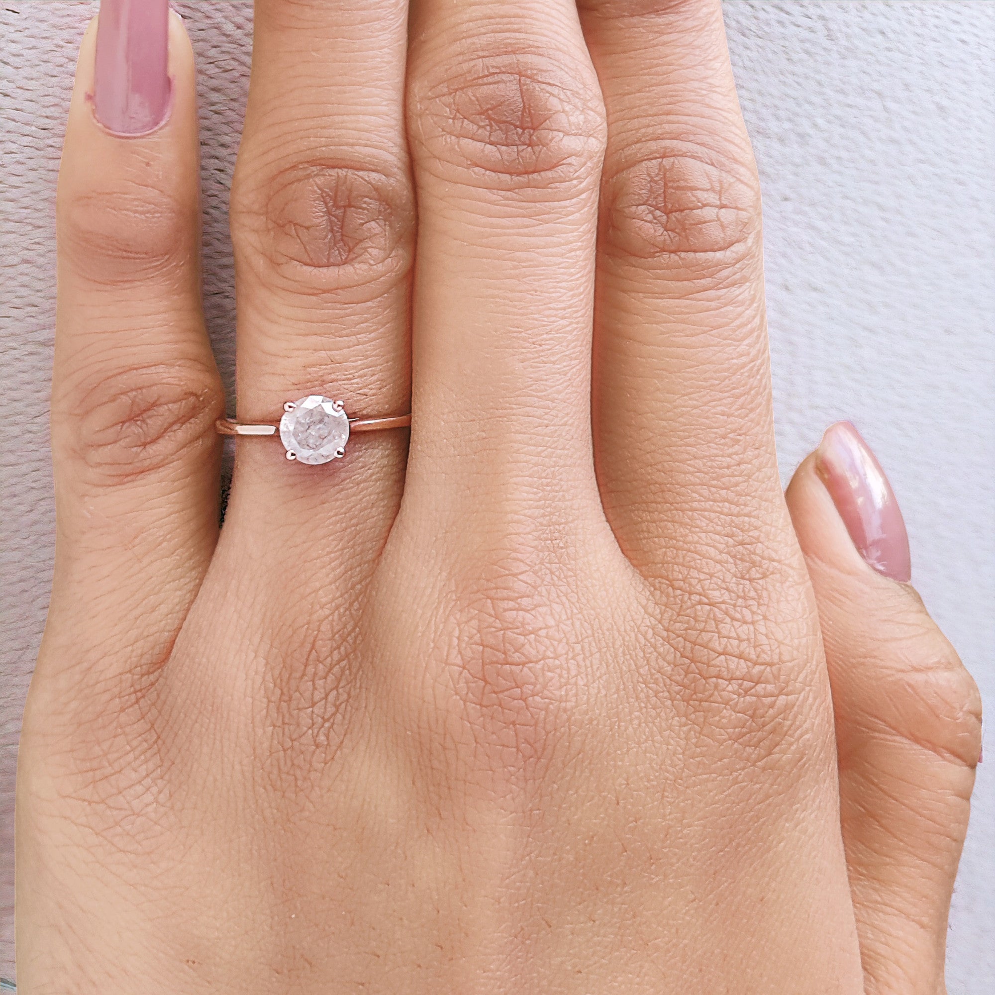 Round Brilliant Cut Salt And Pepper Diamond Ring Engagement Wedding Gift Ring 14K Solid Rose White Yellow Gold Ring 0.78 CT QL5798