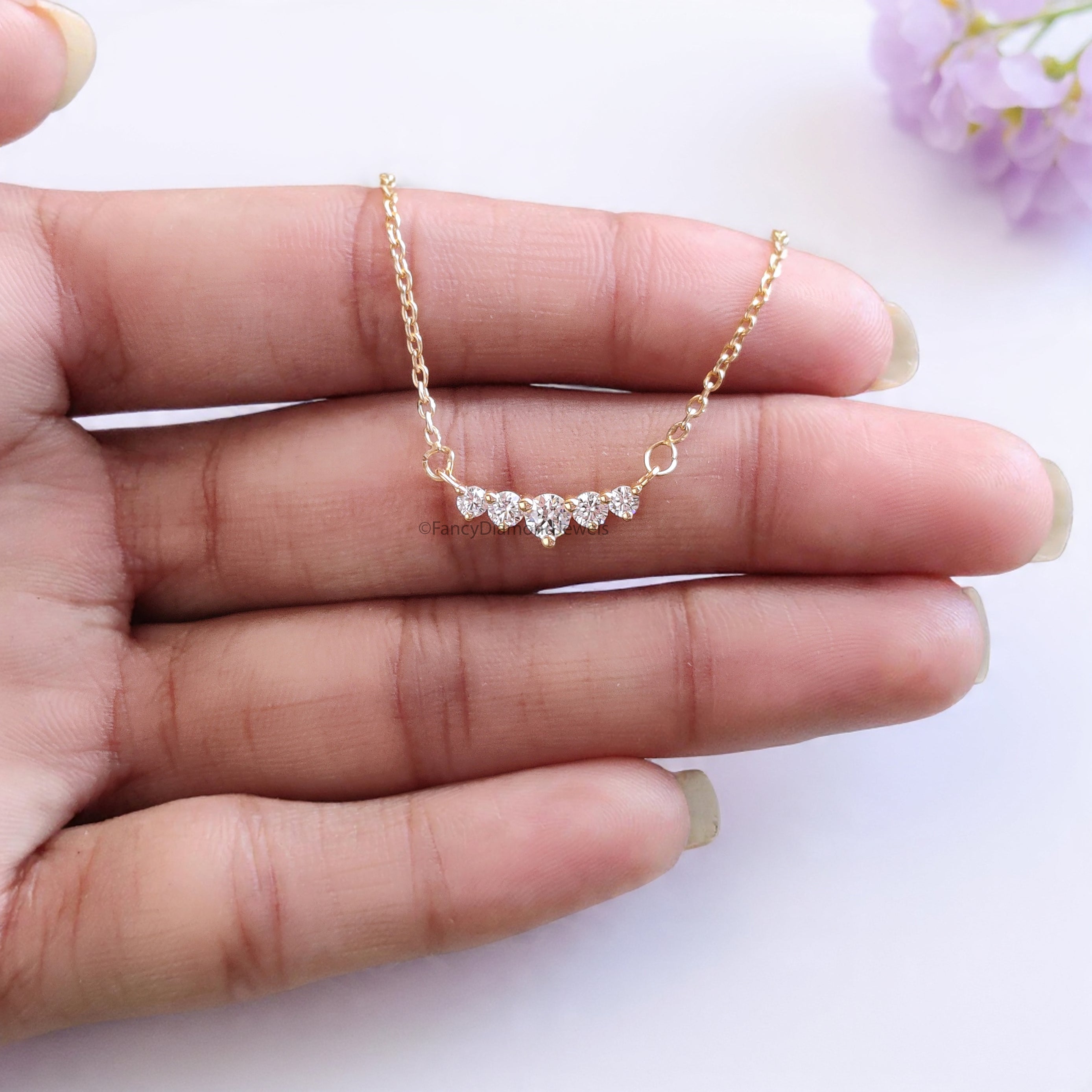 Round Brilliant Cut Moissanite Diamond Pendant Unique Diamond Pendant Round Brilliant Cut Diamond Pendant Dangling Diamond Pendant KD1003