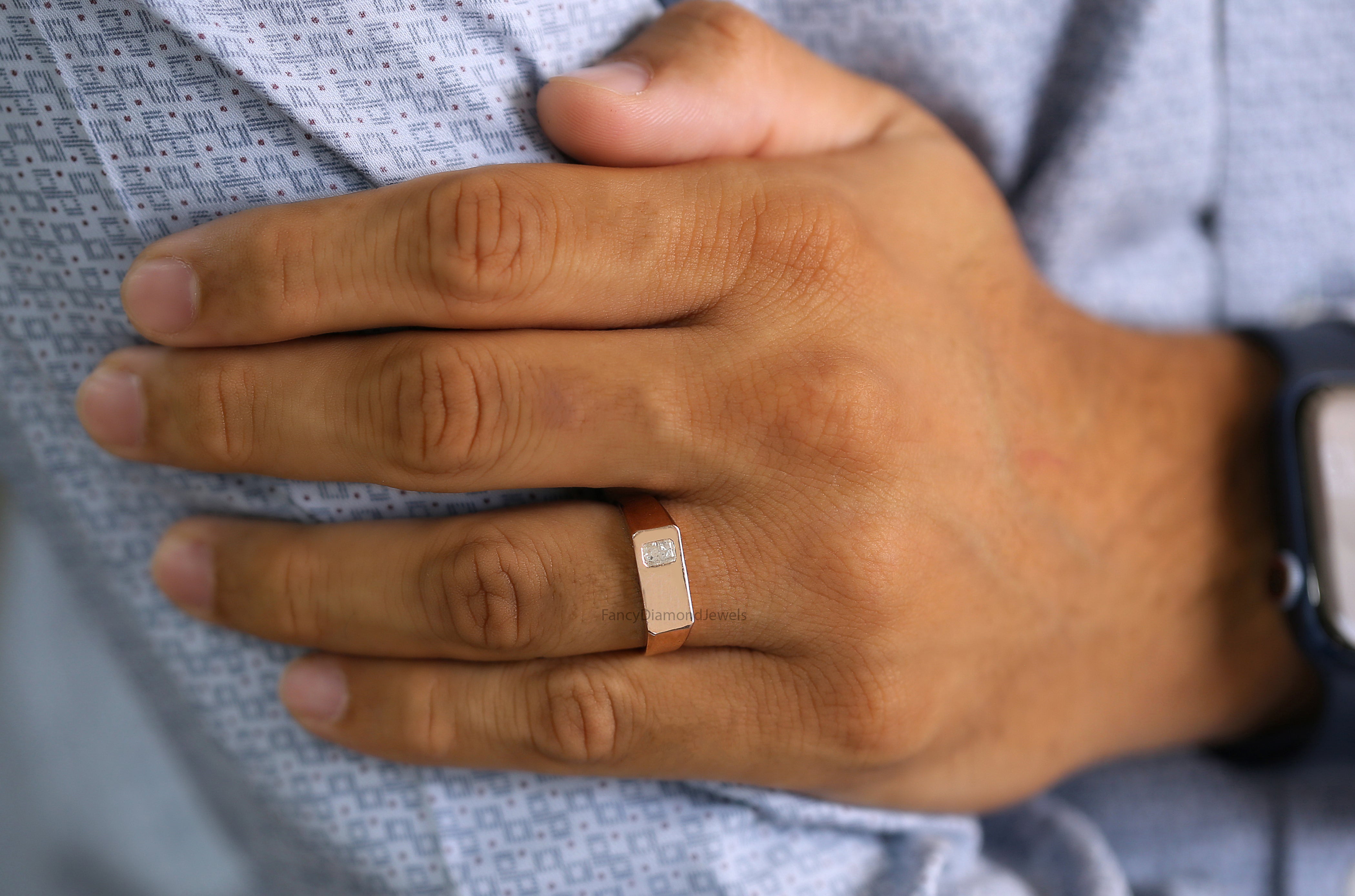 Emerald Diamond Band, Emerald Engagement Band, Grey Color Emerald Diamond Band, Emerald Solitaire Band, Emerald Grey Diamond Band, KDN7497