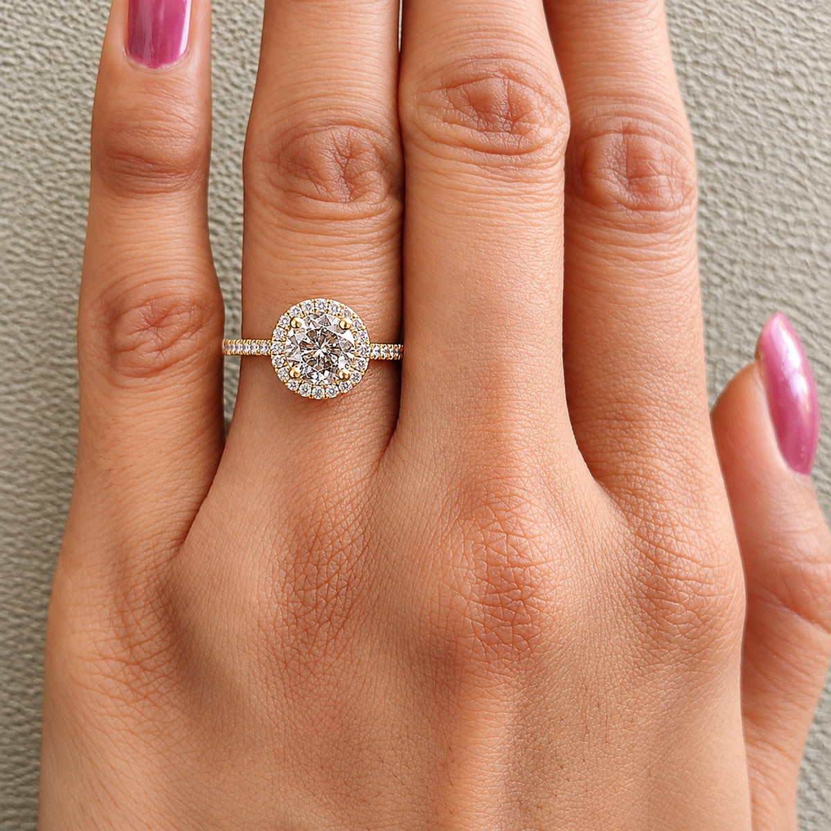 Round Salt and Pepper Diamond Engagement Ring, 14K Yellow Gold Ring, Unique Geometric Diamond Ring, Minimalist Fine Jewelry Gift KDL2616