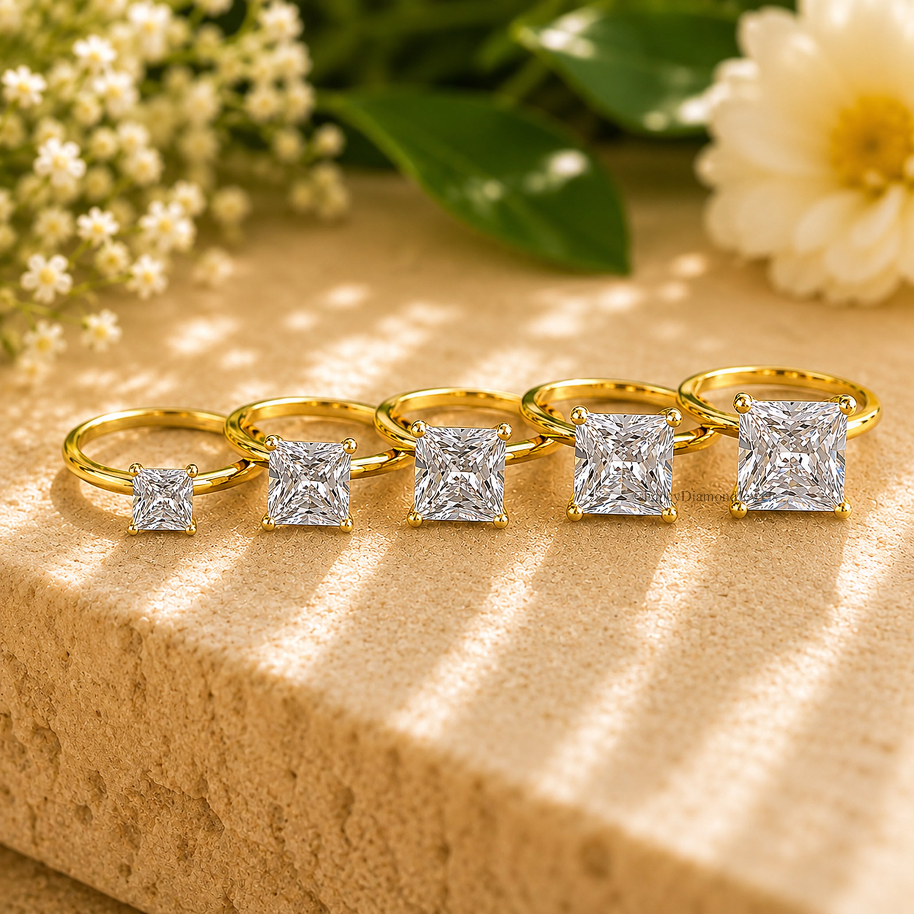 Princess Cut engagement ring 5mm 6mm 7mm 8mm 9mm stone ring Silver Promise ring Princess Cut Diamond ring Solitaire ring Gift for her FD280