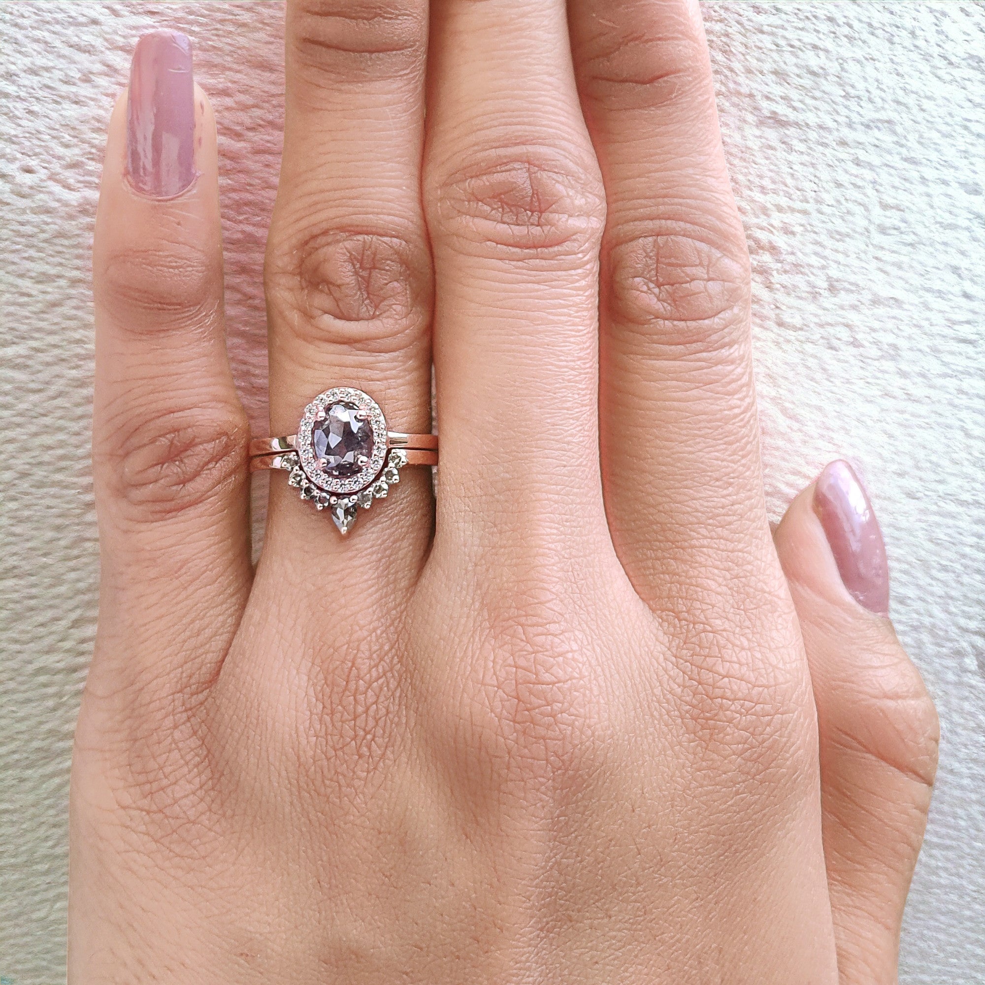 Oval Cut Salt And Pepper Diamond Ring 0.98 Ct 7.00 MM Oval Diamond Ring 14K Solid Rose Gold Silver Oval Engagement Ring Gift For Her QN1306