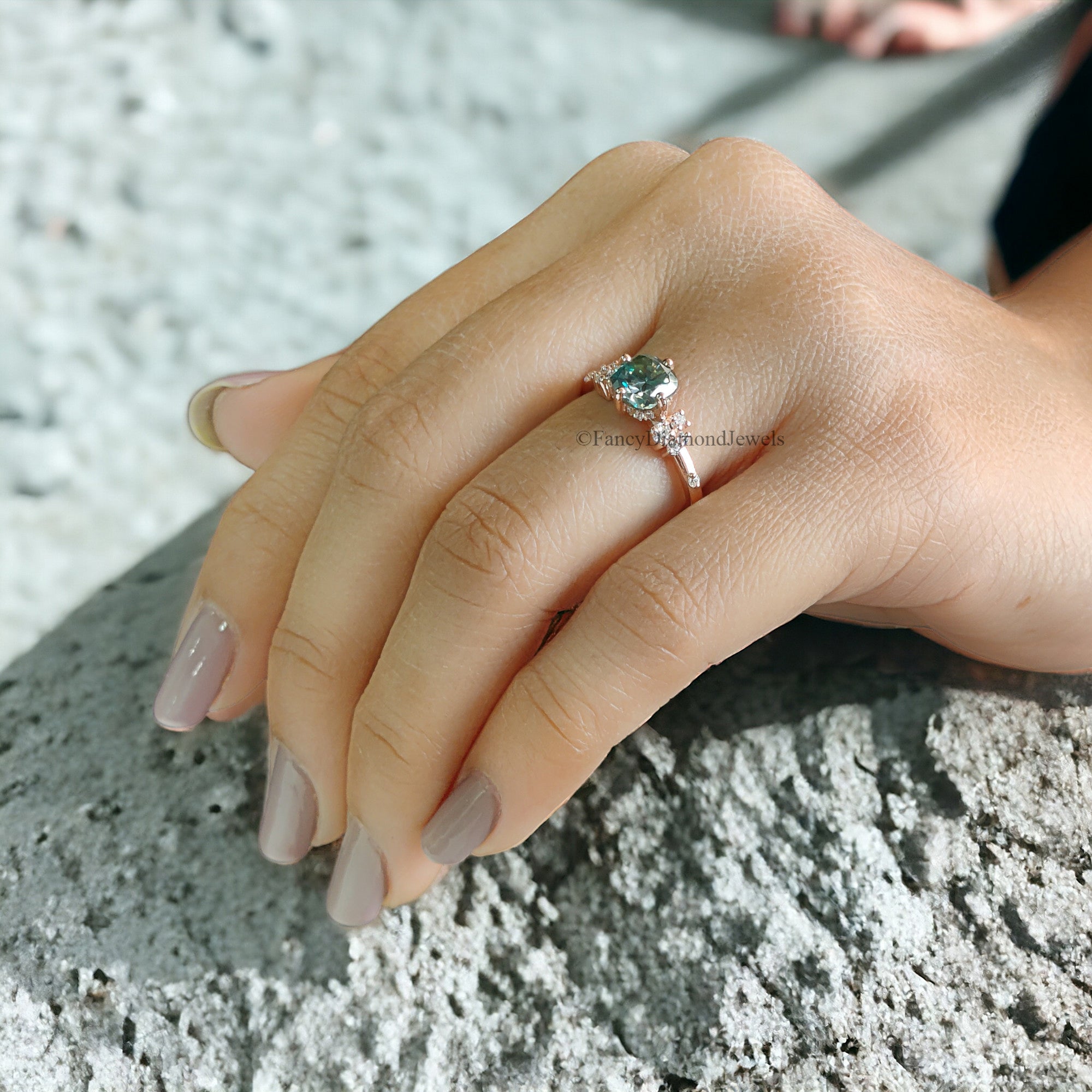 Muse Engagement Ring for Women 1.25 TW Cushion Fancy Cut Cyan Blue Moissanite Ring Hidden Halo Ring Wedding Ring for Her Comfort Fit FD08