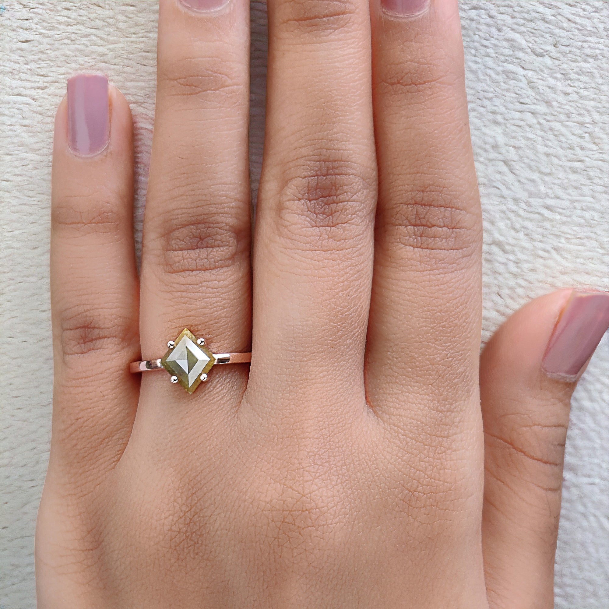 Kite Cut Yellow Color Diamond Ring 1.61 Ct 9.60 MM Kite Shape Diamond Ring 14K Solid Rose Gold Silver Kite Engagement Ring Gift For Her QL8814