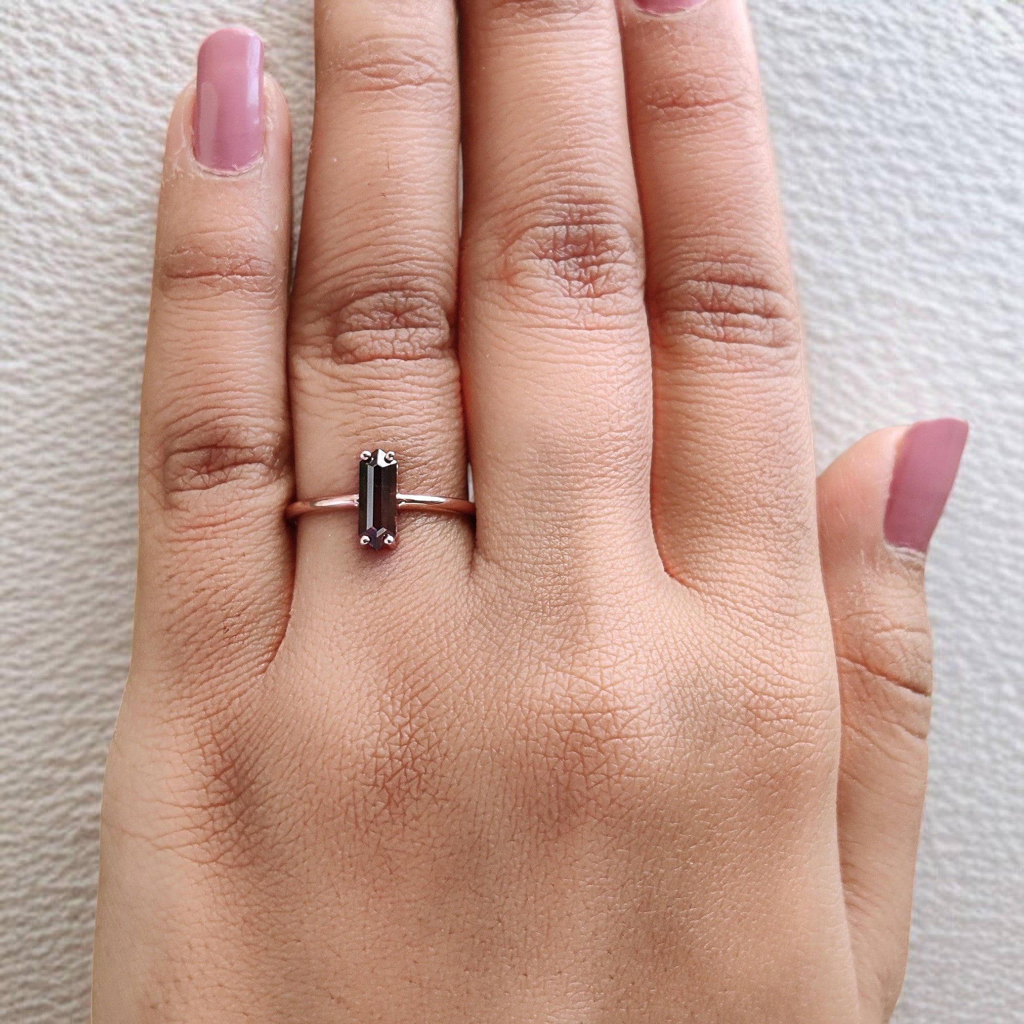 Hexagon Cut Brown Color Diamond Ring 0.79 Ct 9.30 MM Hexagon Diamond Ring 14K Solid Rose Gold Silver Engagement Ring Gift For Her QL1769