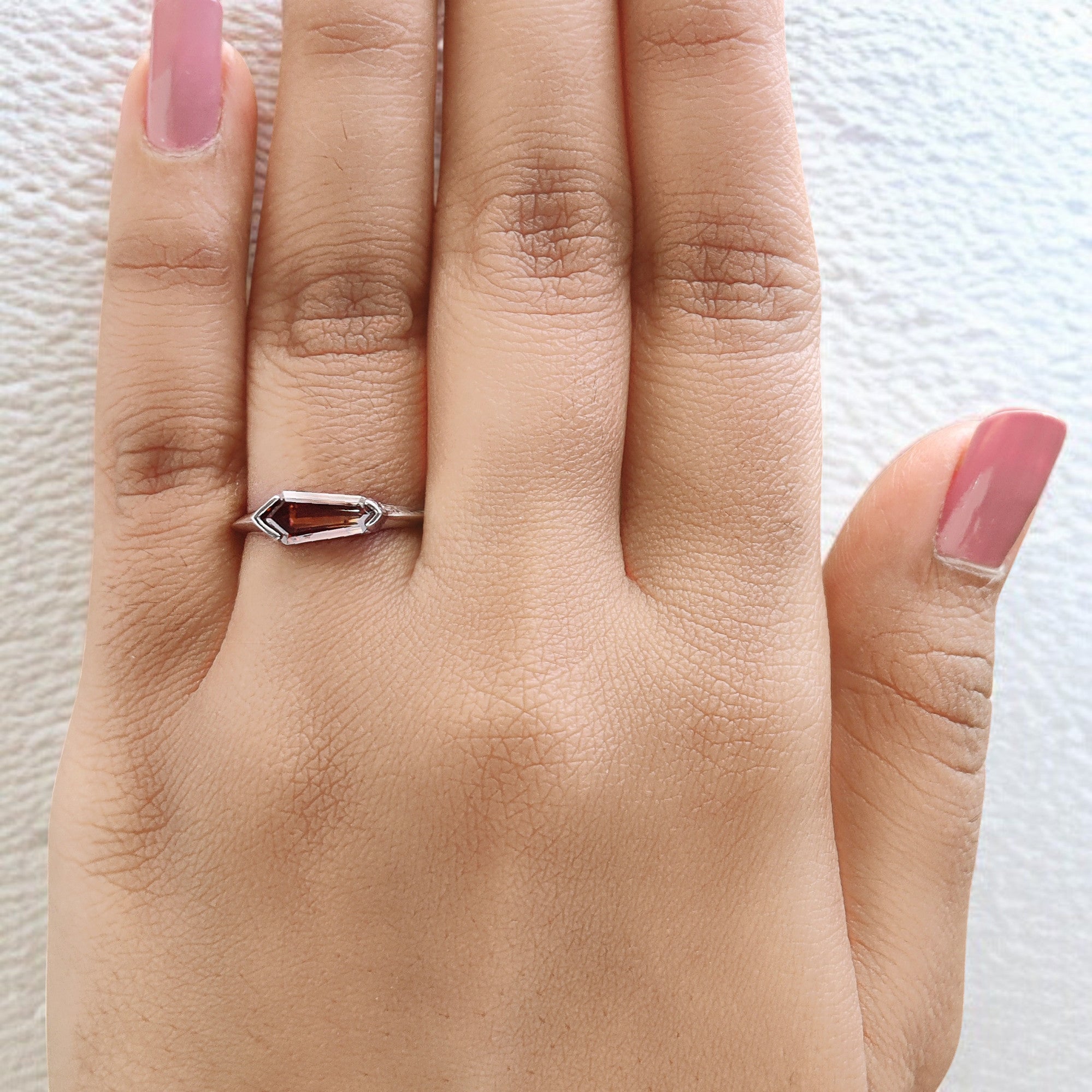 Shield Shape Brown Color Diamond Ring 0.93 Ct 10.25 MM Shield Diamond Ring 14K Solid White Gold Silver Engagement Ring Gift For Her QL1795