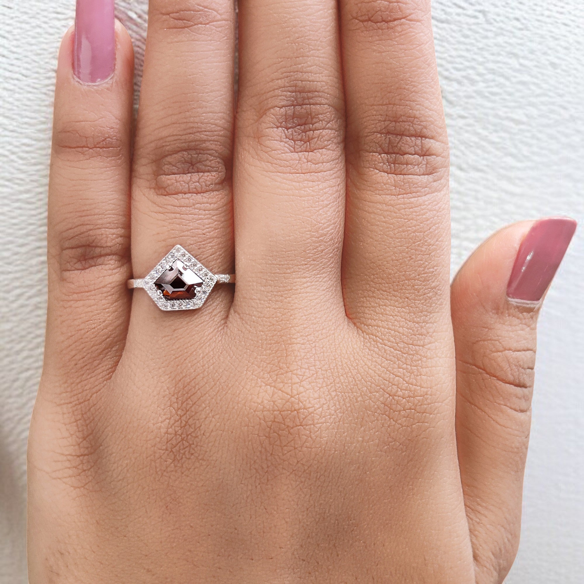 Shield Cut Brown Color Diamond Ring 0.83 Ct 6.10 MM Shield Diamond Ring 14K Solid White Gold Silver Engagement Ring Gift For Her QL1862