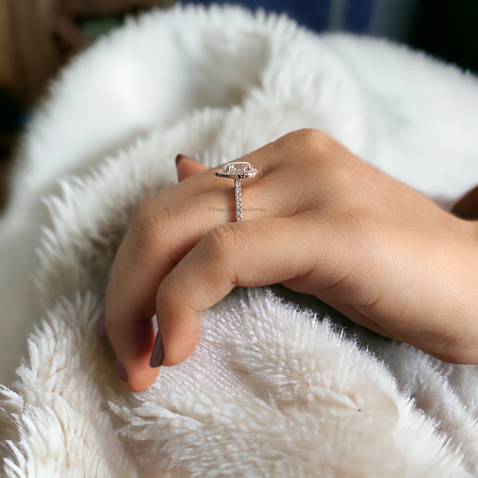 0.75 CT Pear Cut Moissanite Engagement Ring Anniversary Gift Halo Set 10K/14K/18K Rose Gold Prong Setting Ring Christmas Gift For Her FD160