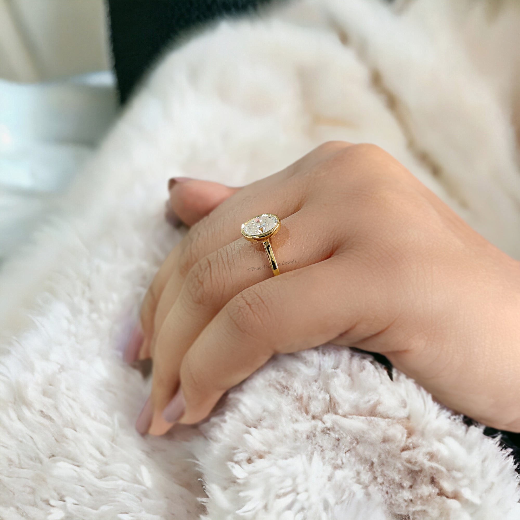 Oval Moissanite Bridesmaid Ring Colorless Moissanite Proposal Ring Bezel Set Anniversary Ring Solitaire Moissanite Engagement Ring FD138