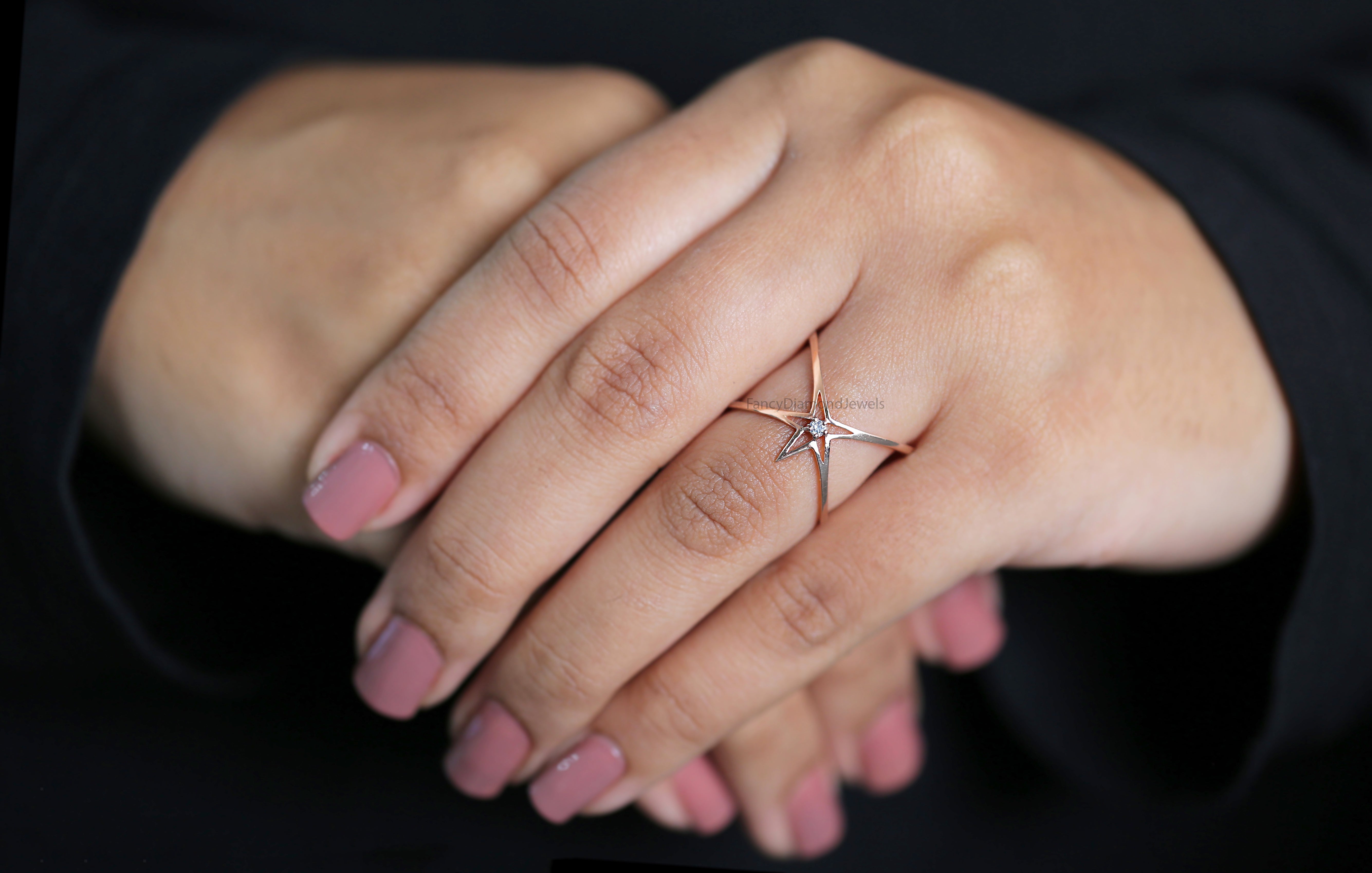 Round salt and pepper Diamond Ring, Salt and pepper Round Diamond Engagement Ring, Round Natural Diamond Ring, Round Cut Ring, KD1149