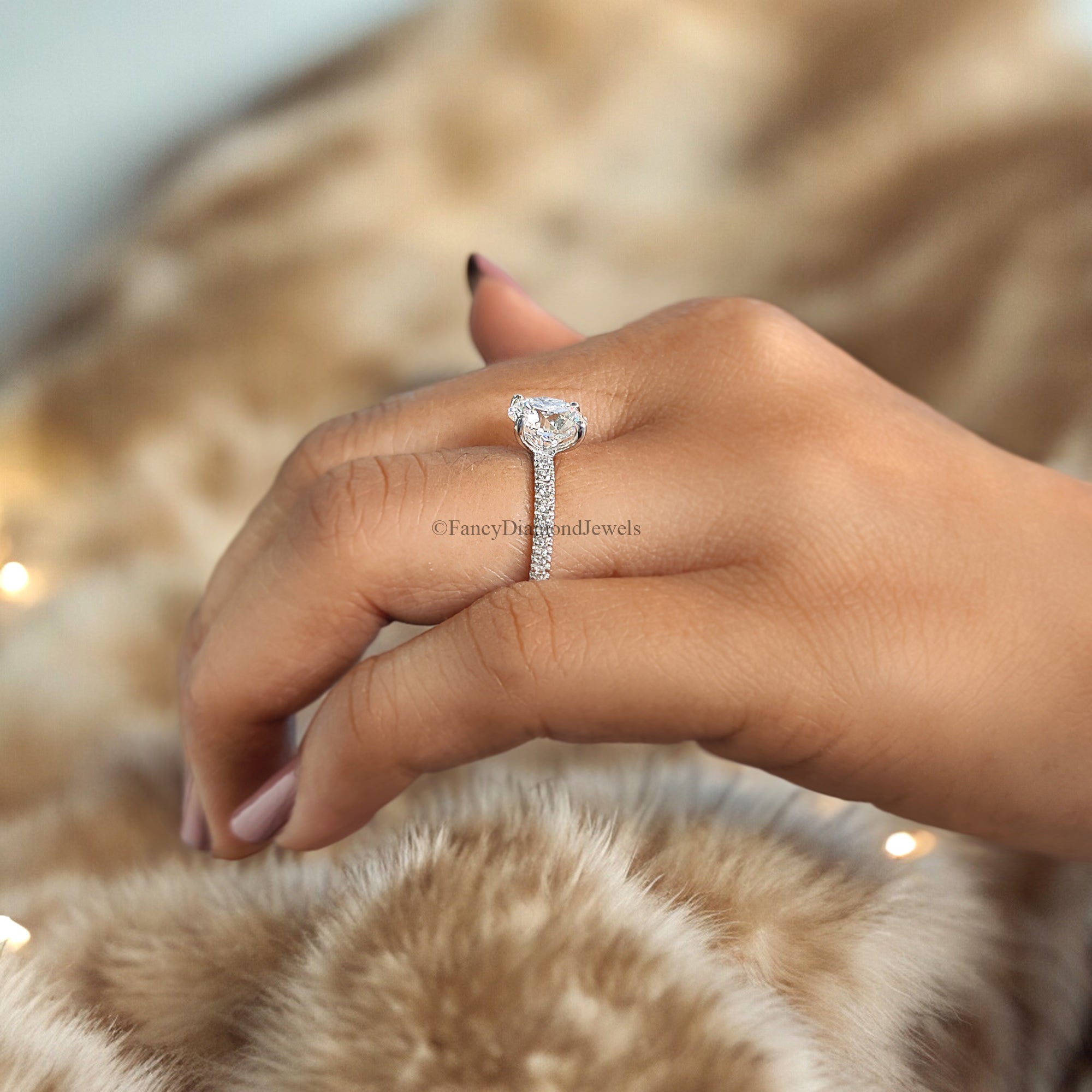 Round Lab Grown Engagement Ring 1.60 CT Round Cut Moissanite Ring Round Prong Wedding Ring For Women Promise Ring Gift For Her Ring FD193