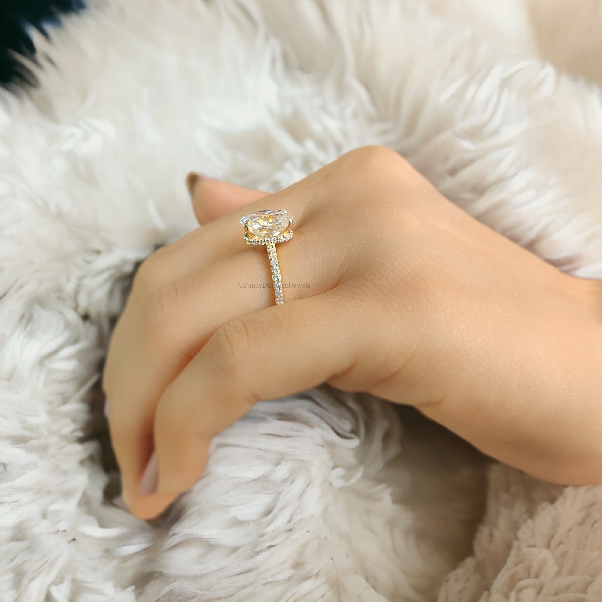 2.30 CT Cushion Ice Crushed Colorless Moissanite Engagement Ring Hidden Halo Ring Claw Prongs Solid White Gold Ring Wedding Ring Set FD116