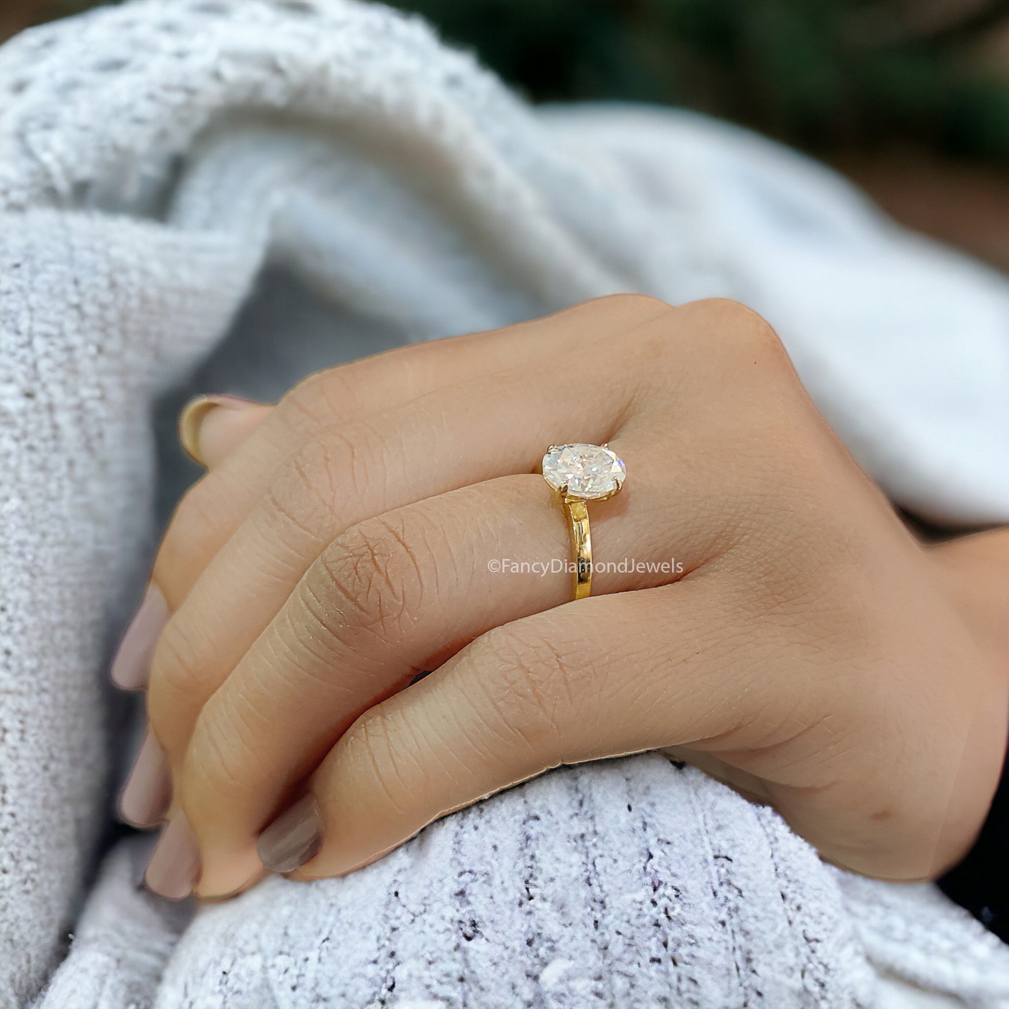 Beautiful Oval Shape Moissanite Ring Yellow Gold 10k/14k/18k 1.50 CT Oval Cut Ring Oval Wedding Engagement Ring Oval Colorless Ring FD15