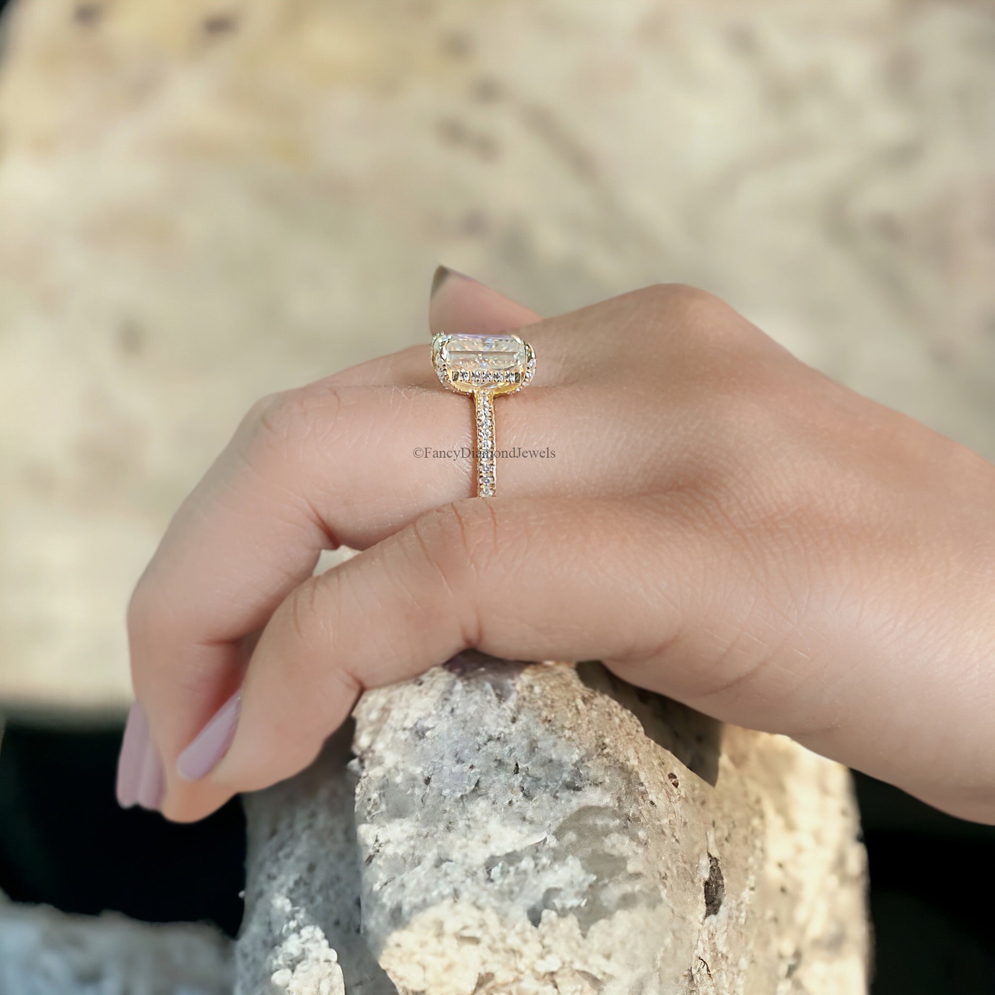 Hidden Halo Ring 3.00 CT Princess Moissanite Engagement Ring Three Row Pave Set Ring Women Wedding Ring Anniversary Gift Ring For Her FD214