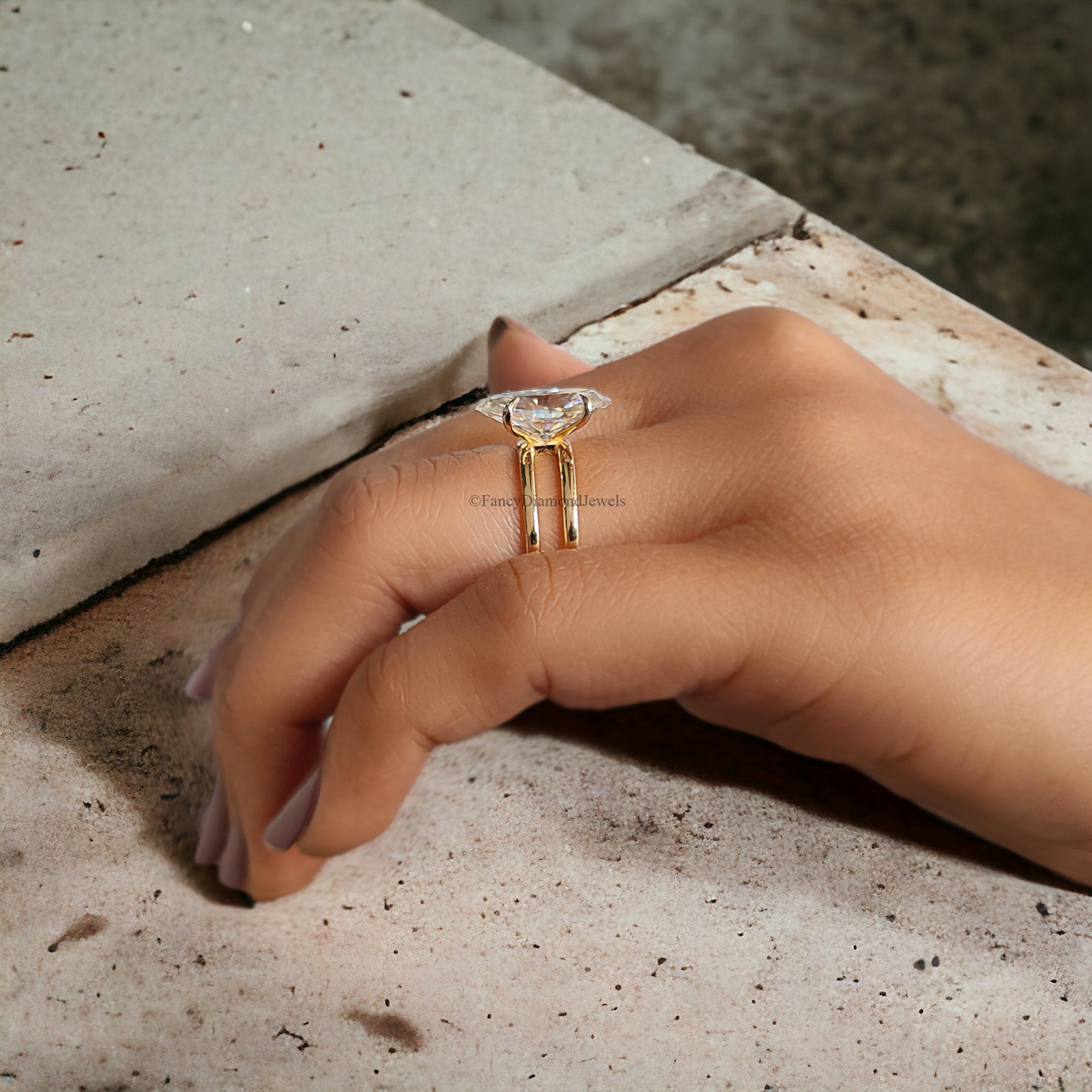 2.15 CT Marquise Cut Colorless Moissanite Dual Shank Engagement Ring Solitaire Ring Wedding Ring Designer Bridal Ring Anniversary Gift FD211