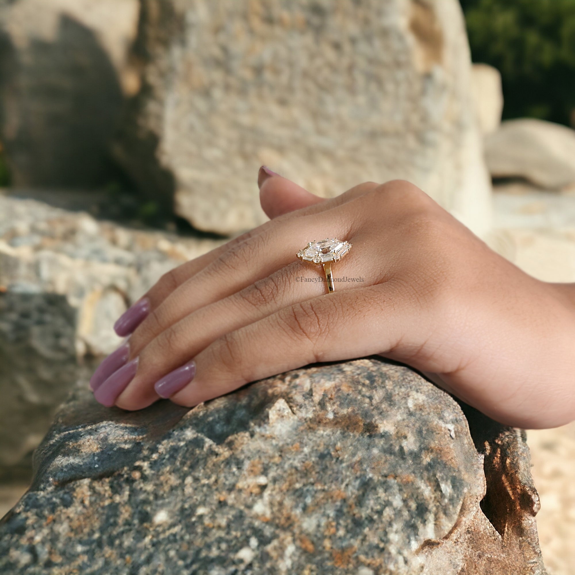 Dutch Marquise Shape Moissanite Diamond Ring With Side Baguette Moissanite Ring Vintage Bridal Engagement Ring Dutch Marquise Ring FD254