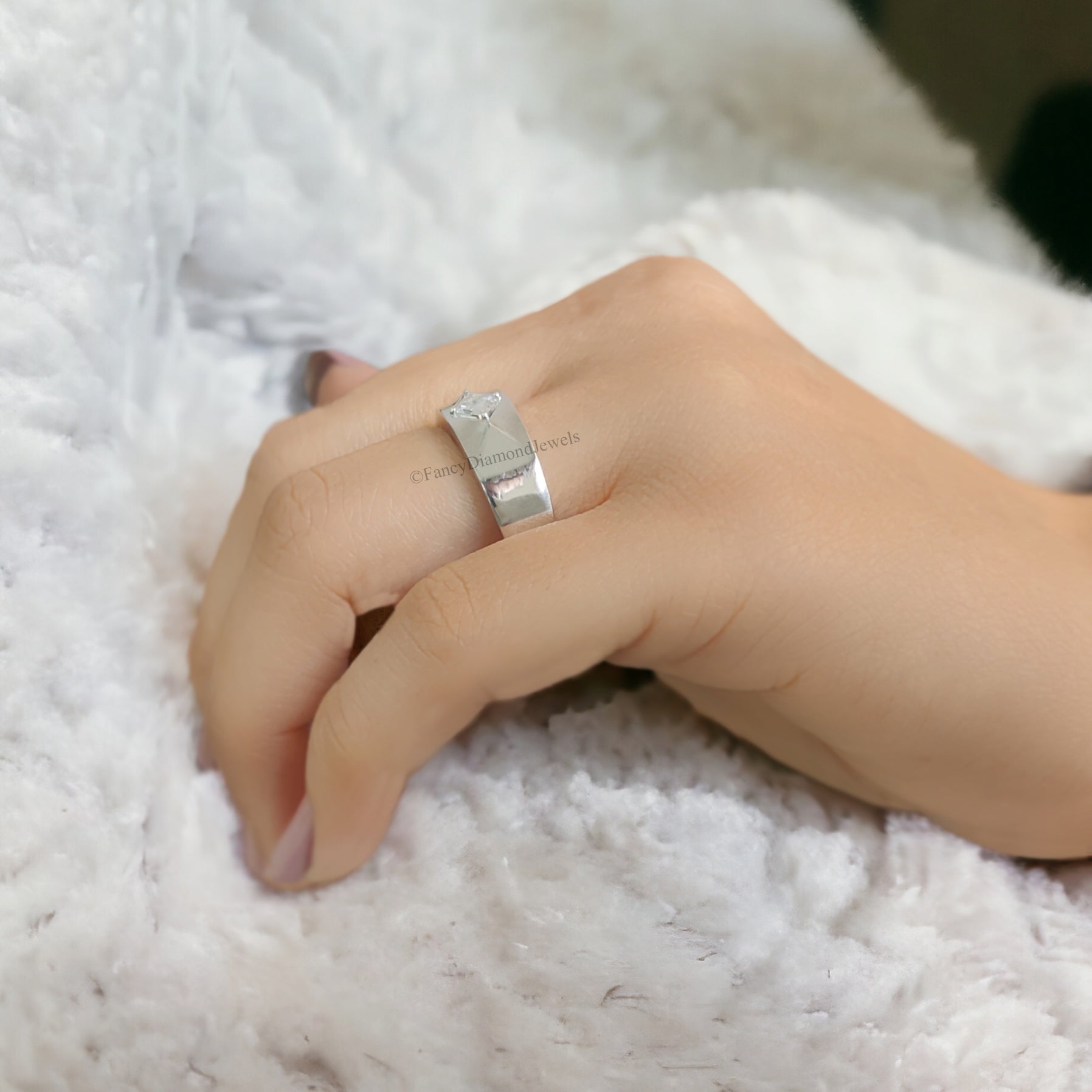 0.50 Kite Shape Moissanite Band Colorless Kite Band Antique Shape Engagement Band Prong Set Wedding Band Anniversary Gift For Her FD118