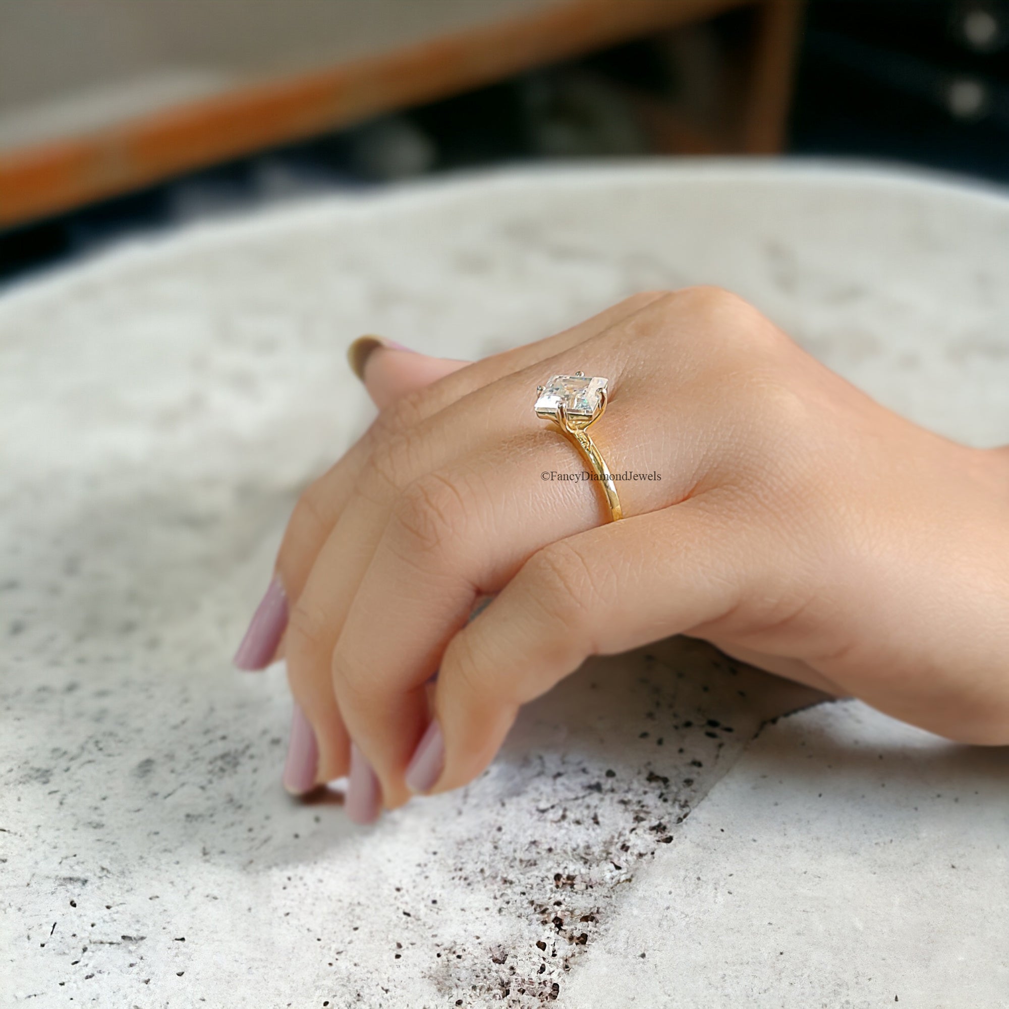 Kite 2.10 CT Lozenge Cut Near Colorless Moissanite Ring Prong Set Solitaire Engagement Ring Unique Wedding Ring Anniversary Gift FD99