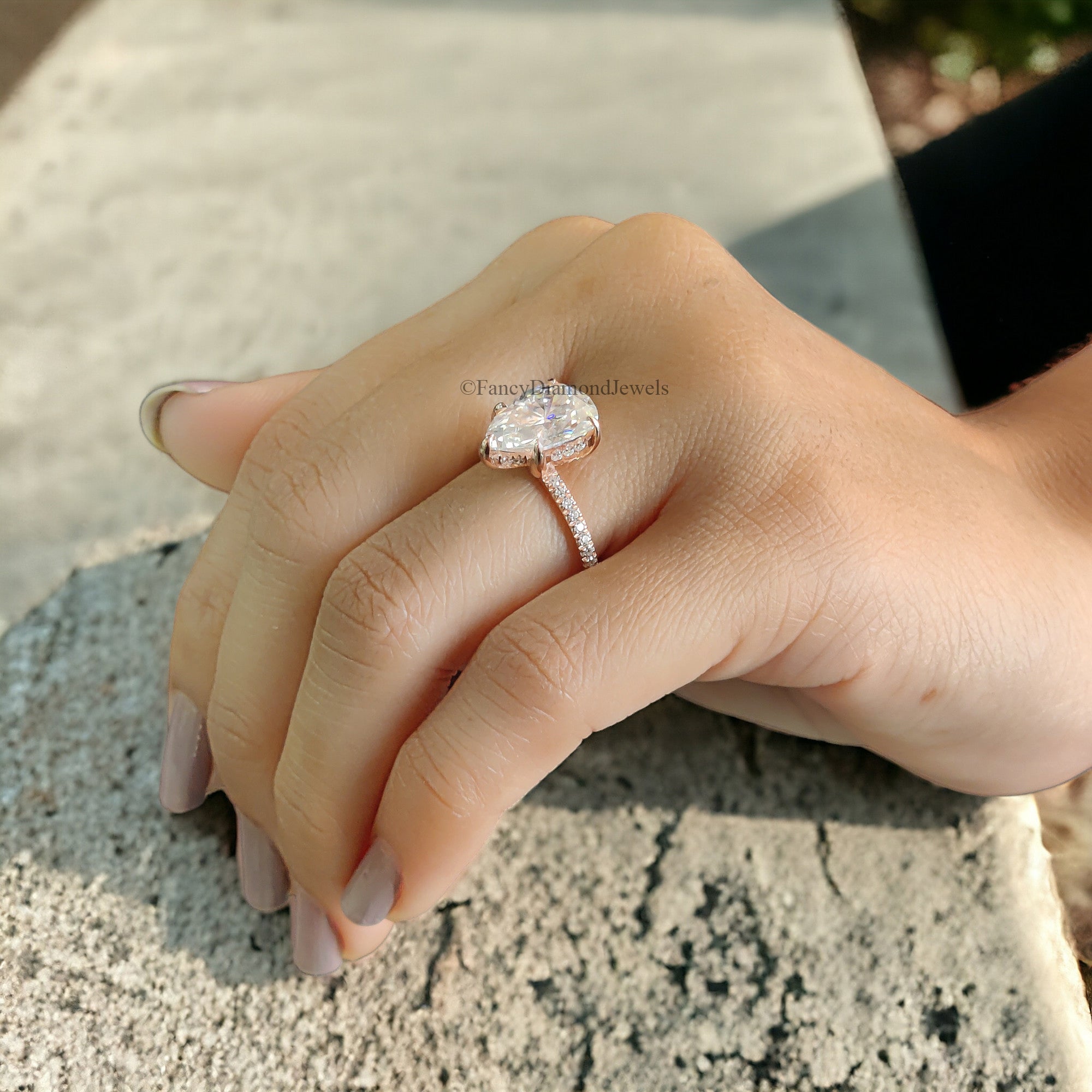 3.0 CT Pear Cut Moissanite Engagement Ring Anniversary Gift Hidden Halo 10K/14K/18K White Gold Pave Setting Ring Christmas Gift For Her FD17