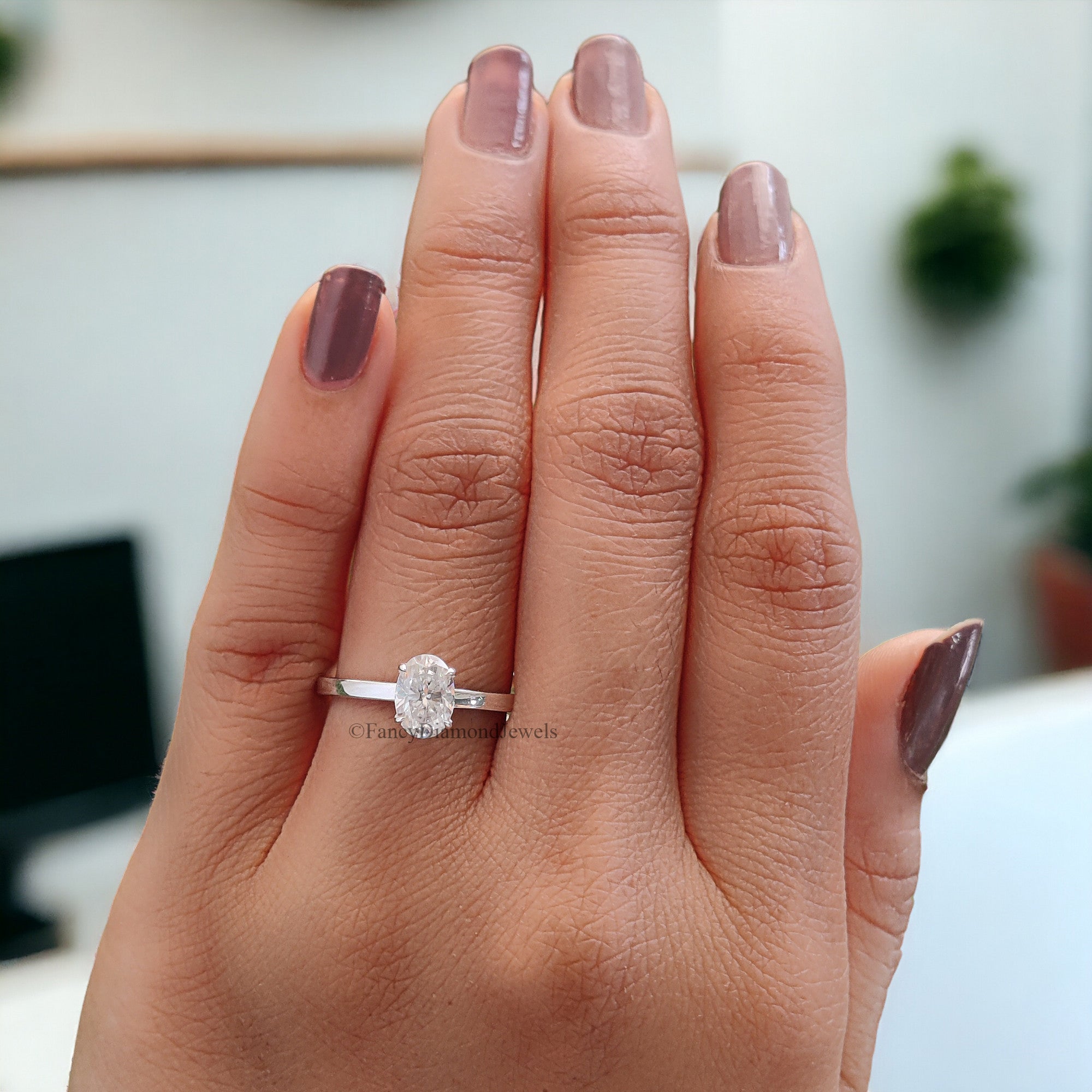 Beautiful Oval Shape Moissanite Ring White Gold 10k/14k/18k 1.00 CT Oval Cut Ring Oval Wedding Engagement Ring Oval Colorless Ring FD19