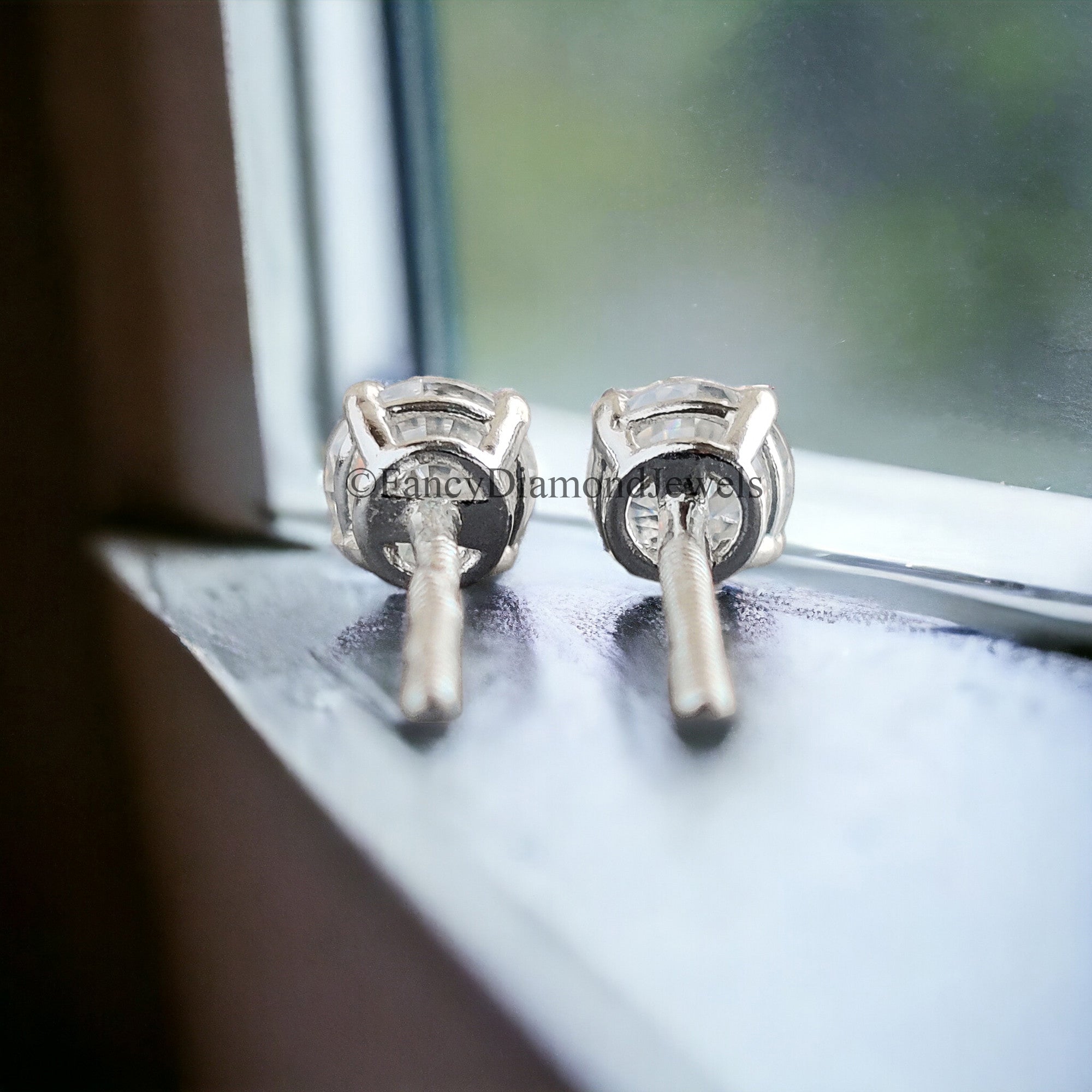 6 MM Round Brilliant Cut Earrings Colorless Moissanite Stud Earrings Screw Back Earrings Wedding Earrings Round Studs Earrings for Her FD24
