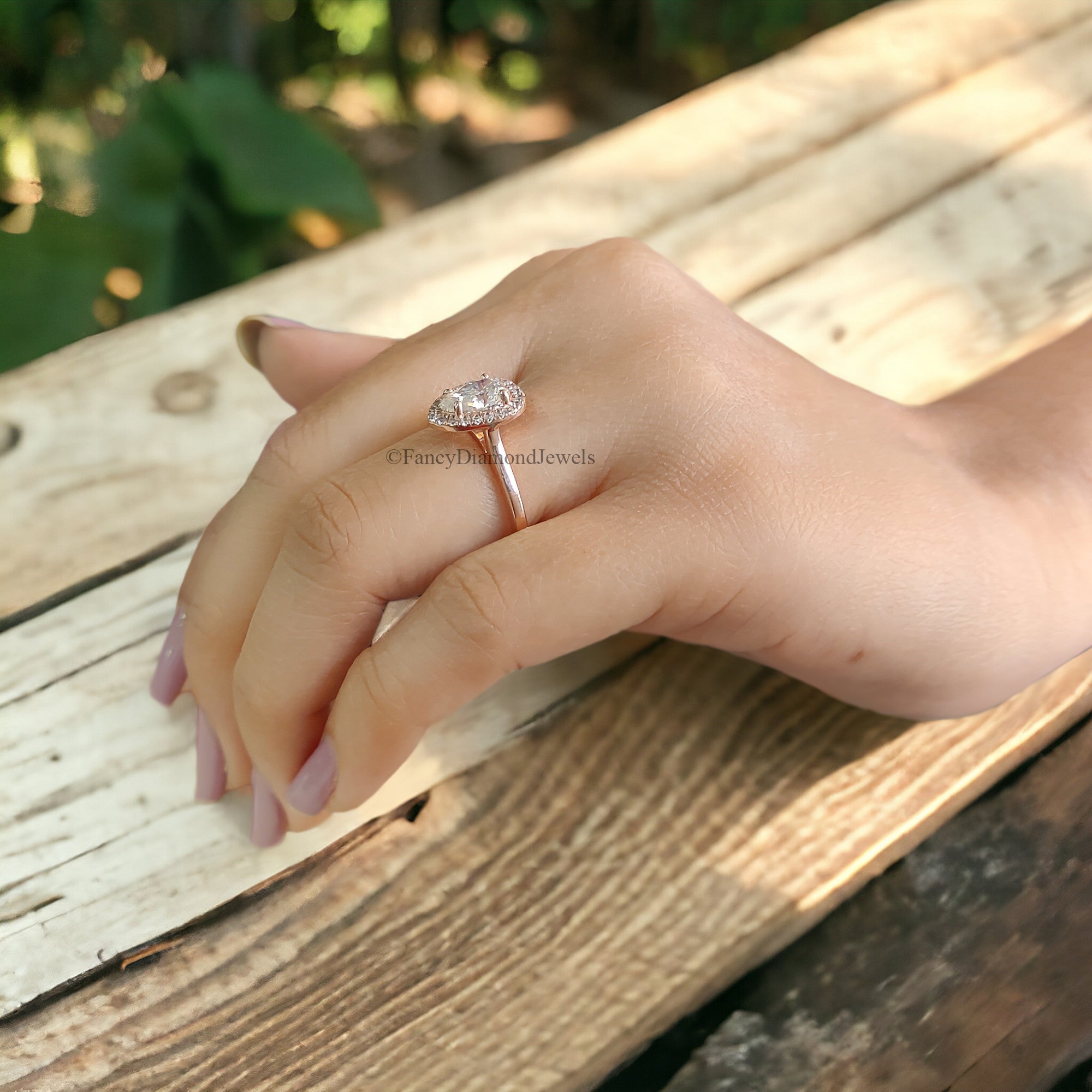 1.0 CT Pear Cut Moissanite Engagement Ring Anniversary Gift Halo Set 10K/14K/18K White Gold Prong Setting Ring Christmas Gift For Her FD100