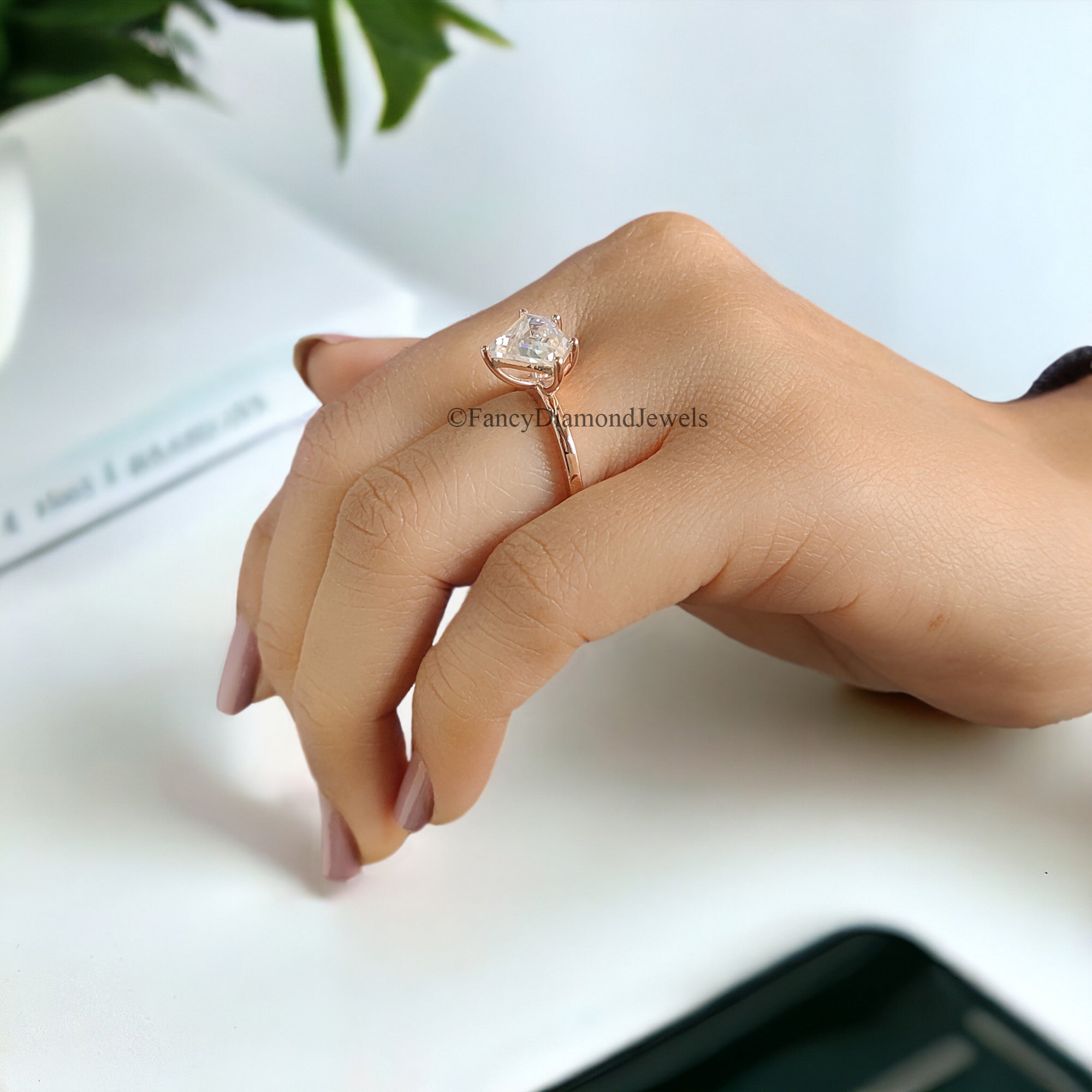 2.50 CT Shield Shape Moissanite Engagement Ring Colorless Moissanite Ring Prong Set Wedding Ring Unique Moissanite Ring Gift for Her FD75