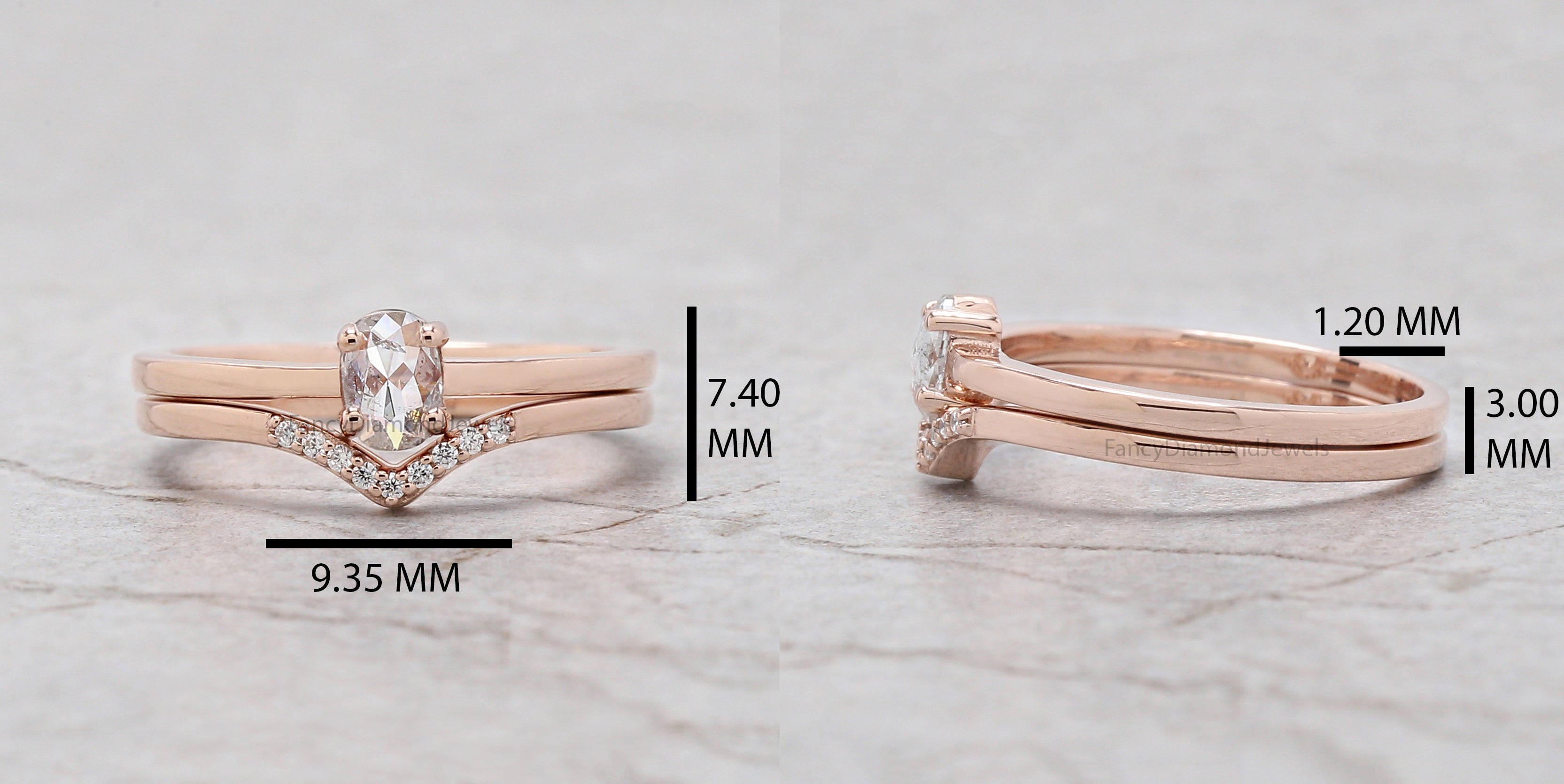 Oval salt and pepper Diamond Ring, Salt and pepper Oval Diamond Engagement Ring, Oval Diamond Ring, Oval Ring, Oval Bridal Ring Set, KD1142