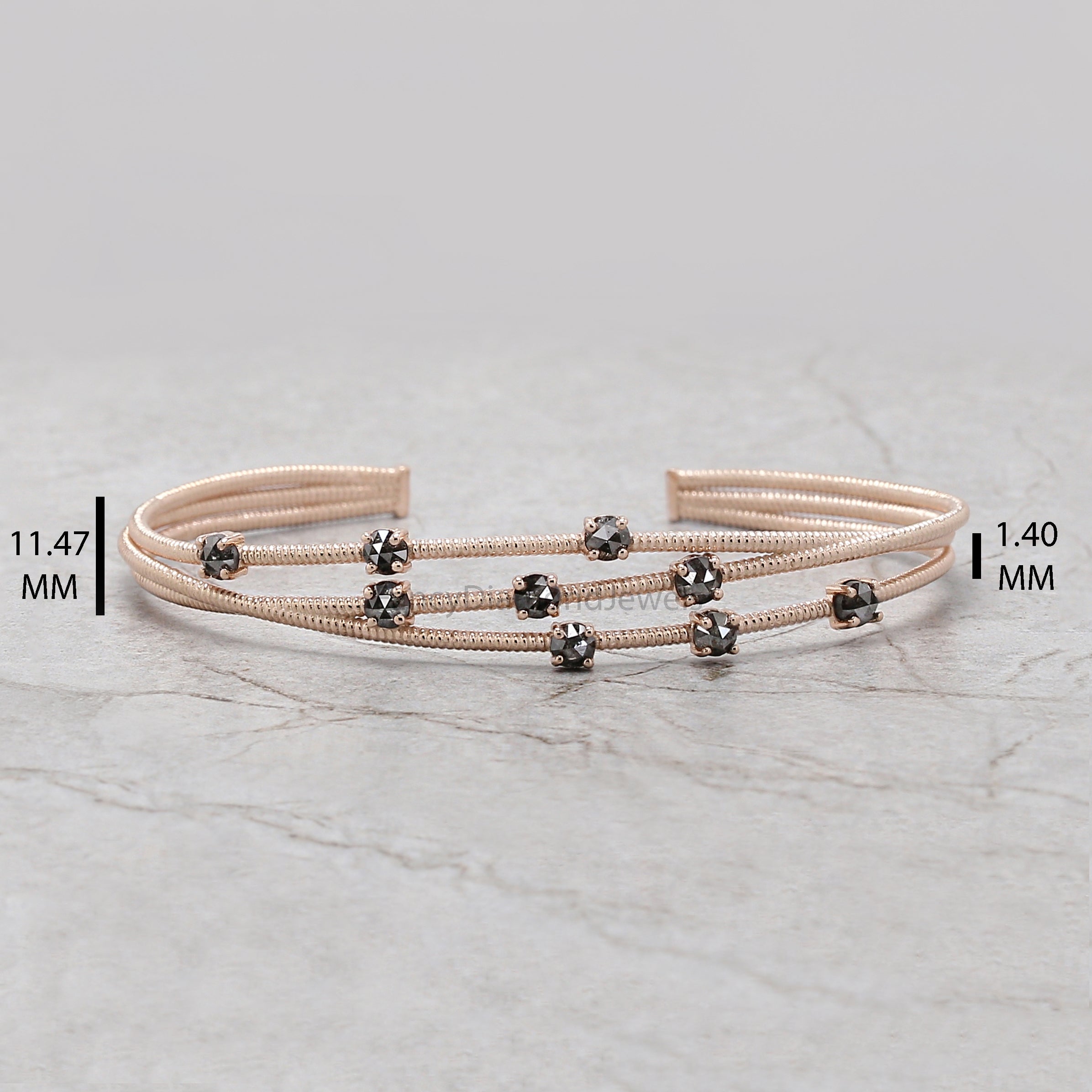 Rose Cut Salt And Pepper Diamond Bracelet, Round Shape Diamond Anniversary Gift Bracelet, Gold Bracelet, Round Cut Diamond Bracelet KDK2670