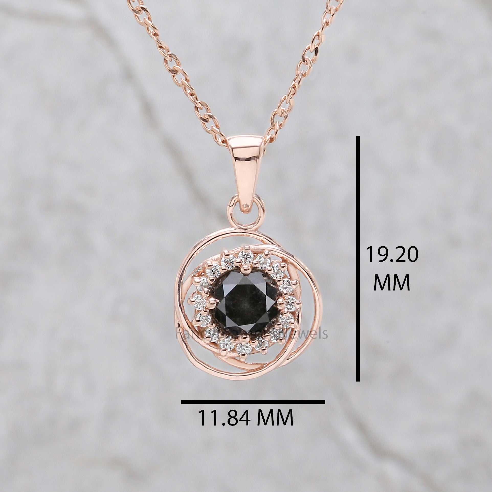 Round Brilliant Cut Salt And Pepper Diamond Pendant, Unique Diamond Pendant, Brilliant Cut Diamond Pendant, Dangling Diamond Pendant KDN8714