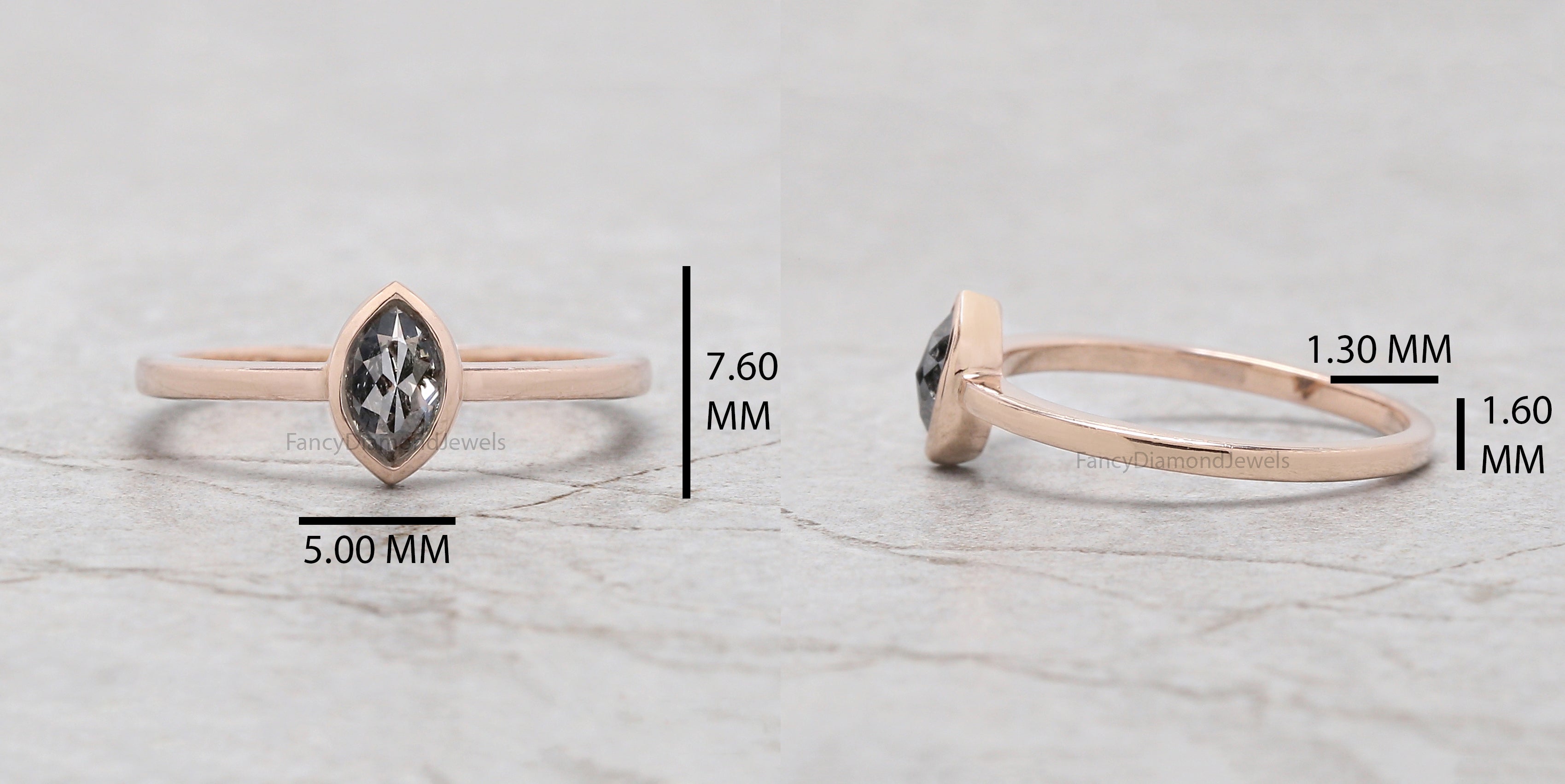 Marquise Salt and pepper Diamond Ring, Salt and pepper Marquise Diamond Engagement Ring, Marquise Diamond Ring, Marquise Shape Ring, KD1155