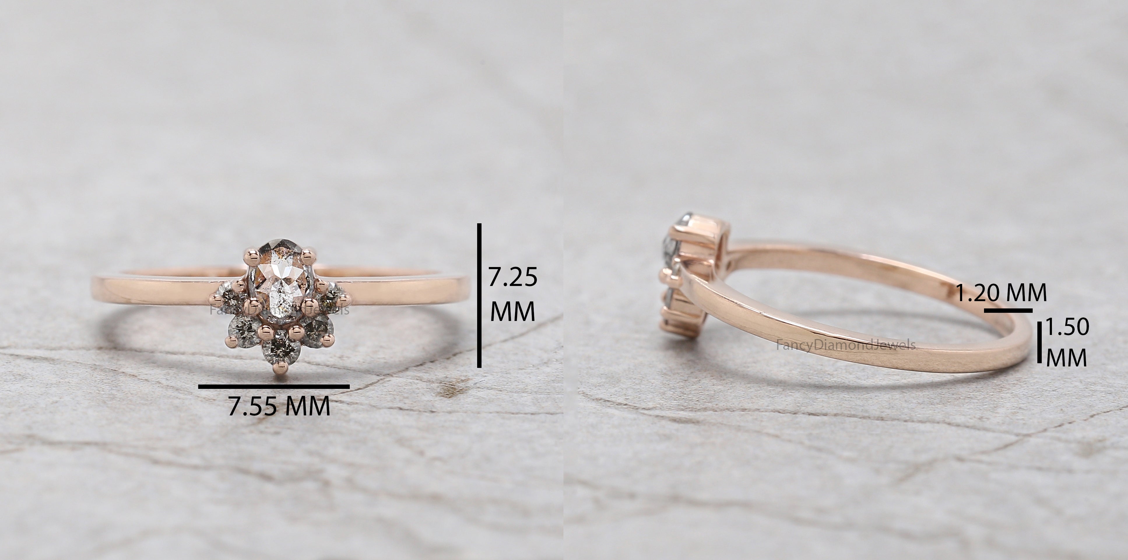 Oval Salt And Pepper Diamond Ring, Salt And Pepper Oval Diamond Engagement Ring, Oval Diamond Ring, Oval Cut Ring, Oval Shape Ring, KD1165