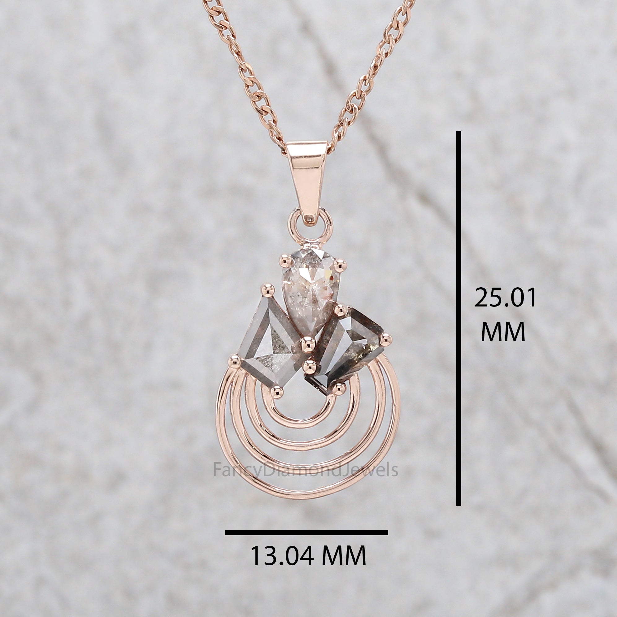 Mix Shape Salt And Pepper Diamond Pendant, Unique Pendant, Salt And Pepper Diamond anniversary Gift Pendant, Mix Shape Pendant, KDL713