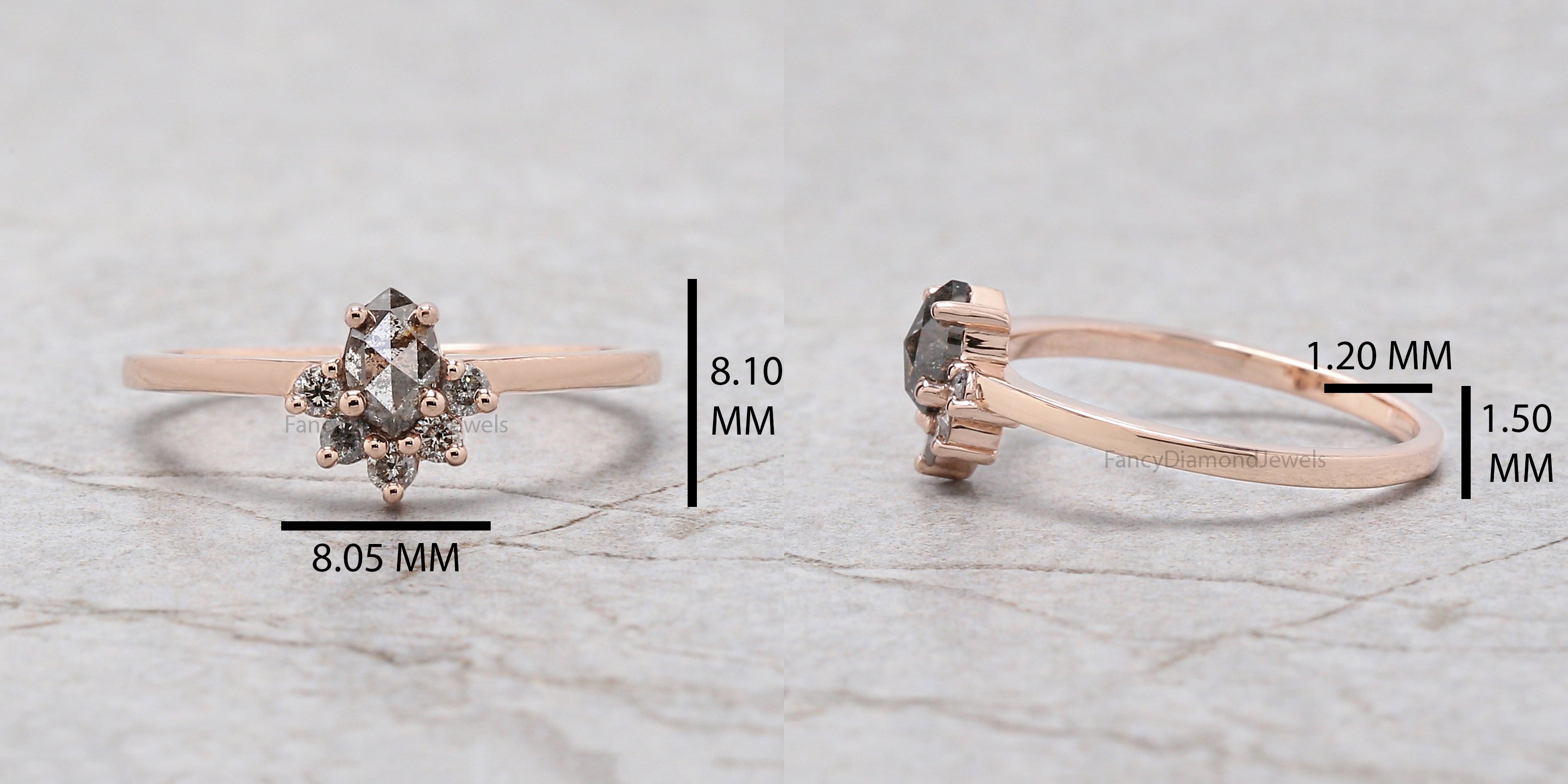 Marquise salt and pepper Diamond Ring, Salt and pepper Marquise Diamond Engagement Ring, Marquise Diamond Ring, Marquise Shape Ring, KD1141