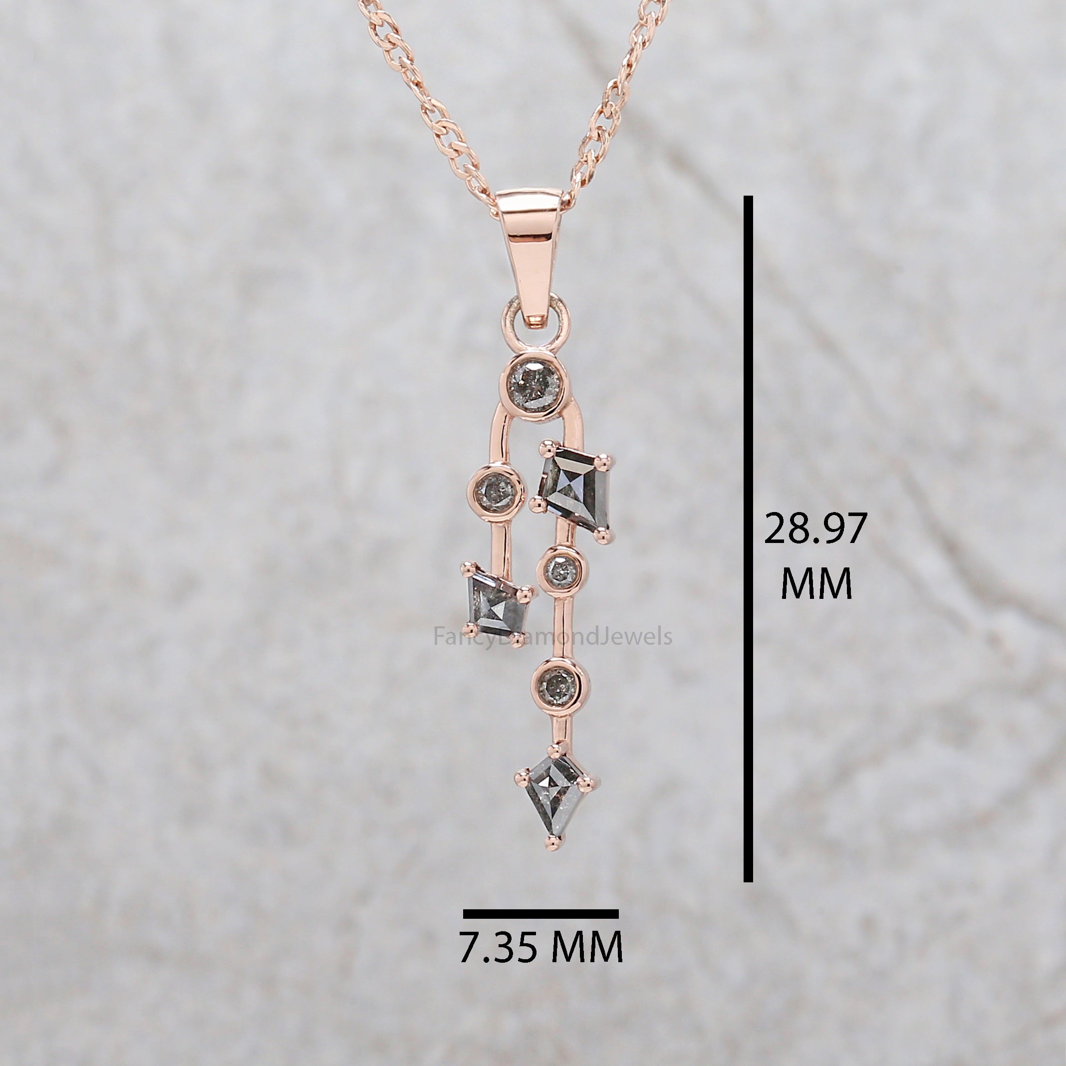 Kite Shape Salt And Pepper Diamond Pendant, Kite Unique Diamond Pendant, Kite Cut Diamond Pendant, Round Shape Diamond Pendant, KDL2823