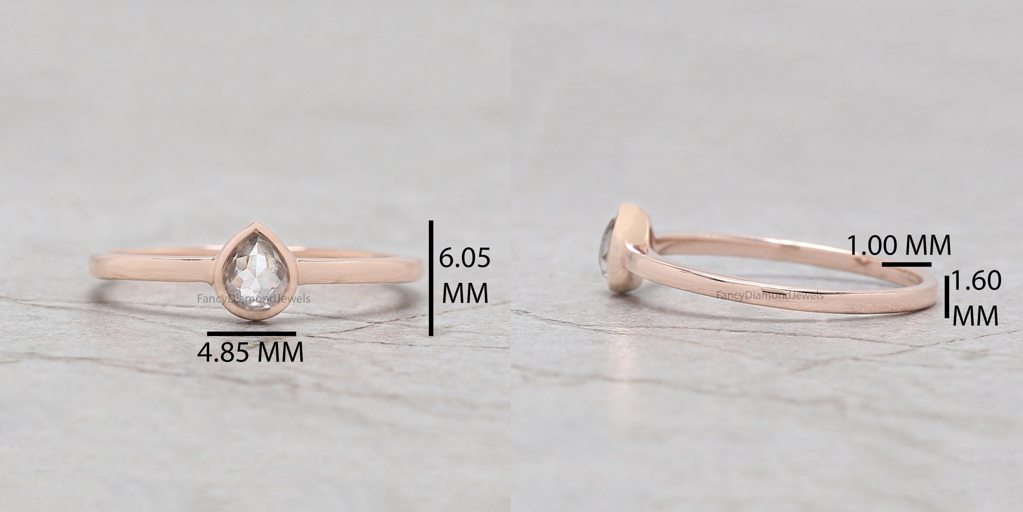 Pear Salt And Pepper Diamond Ring, Salt And Pepper Pear Diamond Engagement Ring, Pear Diamond Ring, Pear Cut Ring, Pear Bezel Ring, KD1171