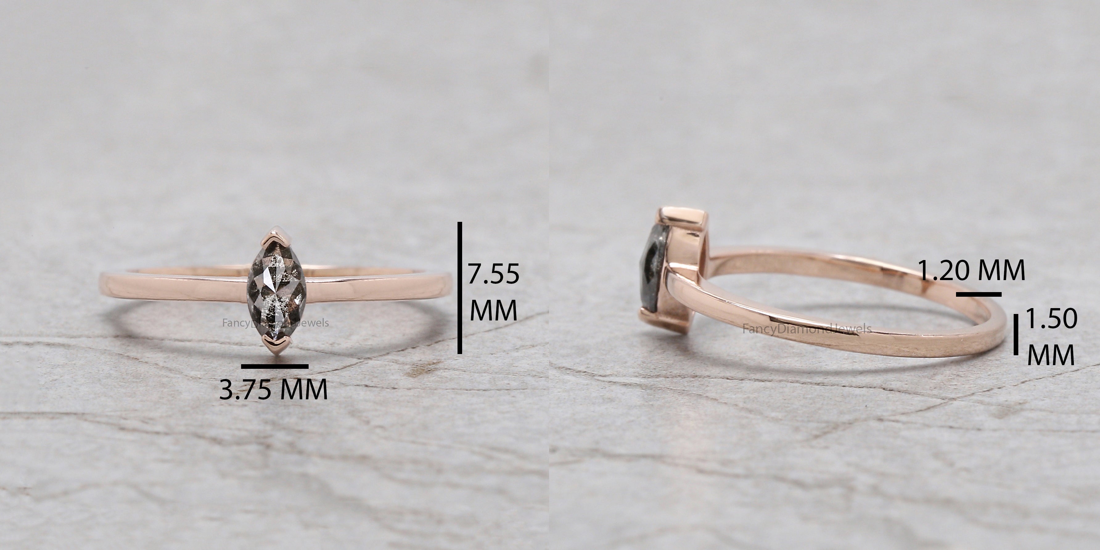 Marquise Salt and pepper Diamond Ring, Salt and pepper Marquise Diamond Engagement Ring, Marquise Diamond Ring, Marquise Shape Ring, KD1163