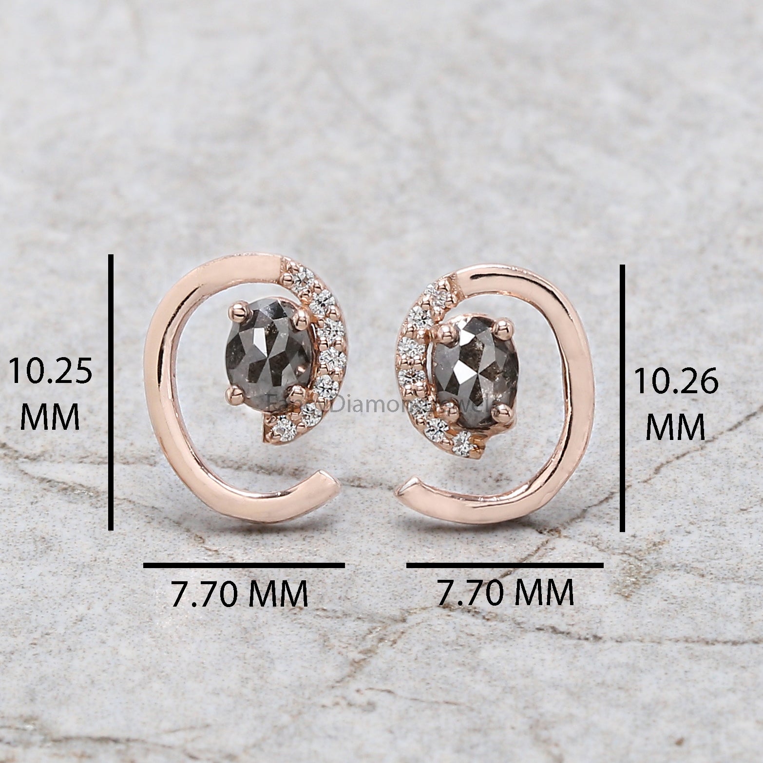 Oval Salt And Pepper Diamond Earring, Oval Shape Earring, Prong Earring, Engagement Earring, Earlobe Earrings, Earrings Jewelry KDN2293