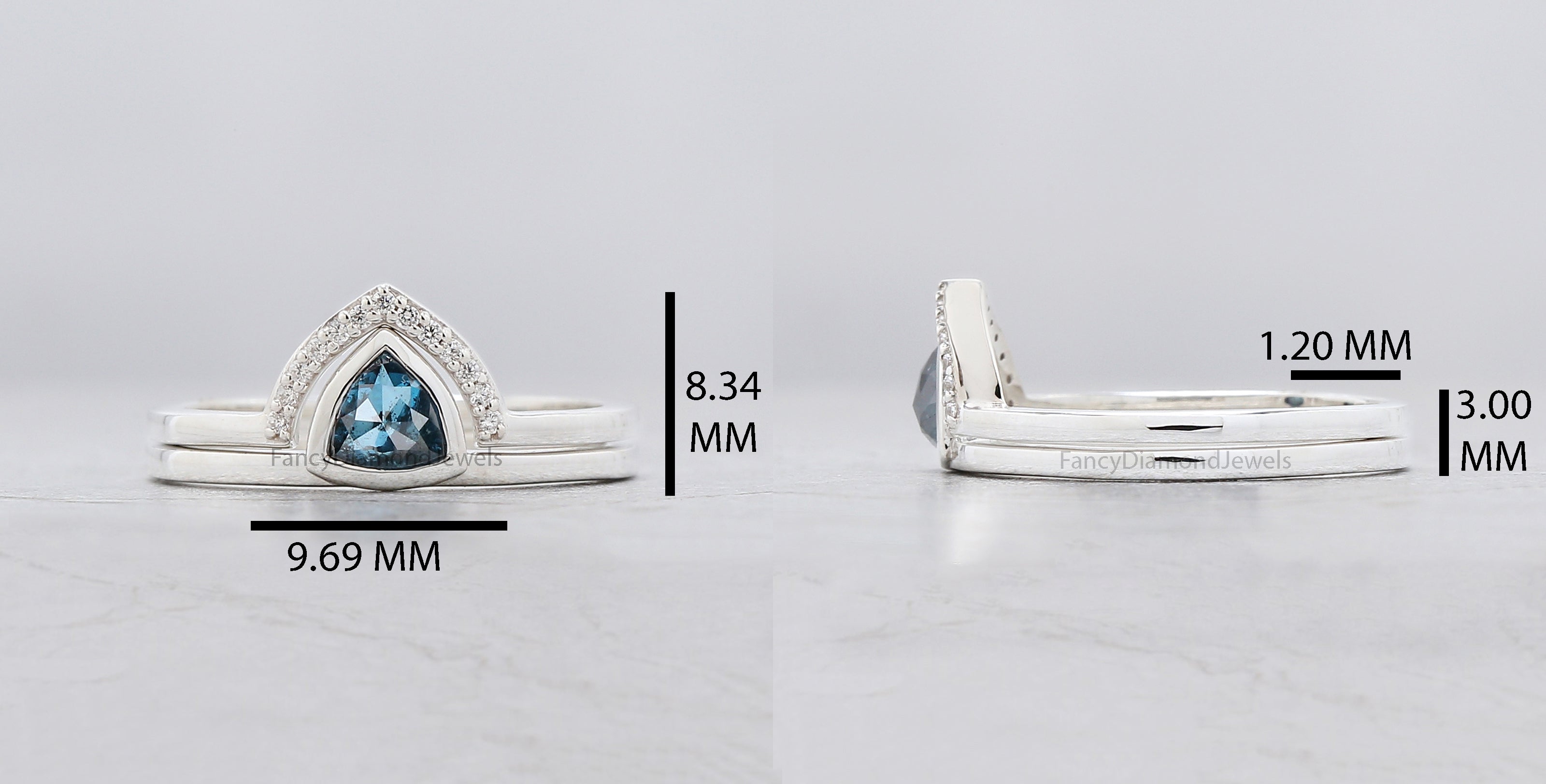 Triangle Cut Blue Color Diamond Ring 0.55 Ct 5.15 MM Triangle Shape Diamond Ring 14K White Gold Silver Engagement Ring Gift For Her QL3136