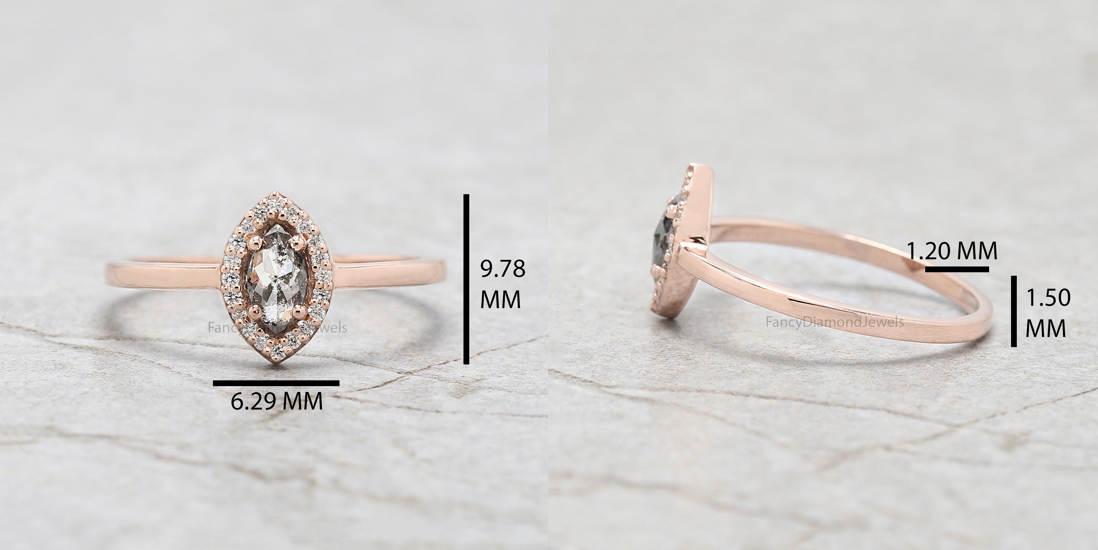 Marquise Salt and pepper Diamond Ring, Salt and pepper Marquise Diamond Engagement Ring, Marquise Diamond Ring, Marquise Shape Ring, KD1138