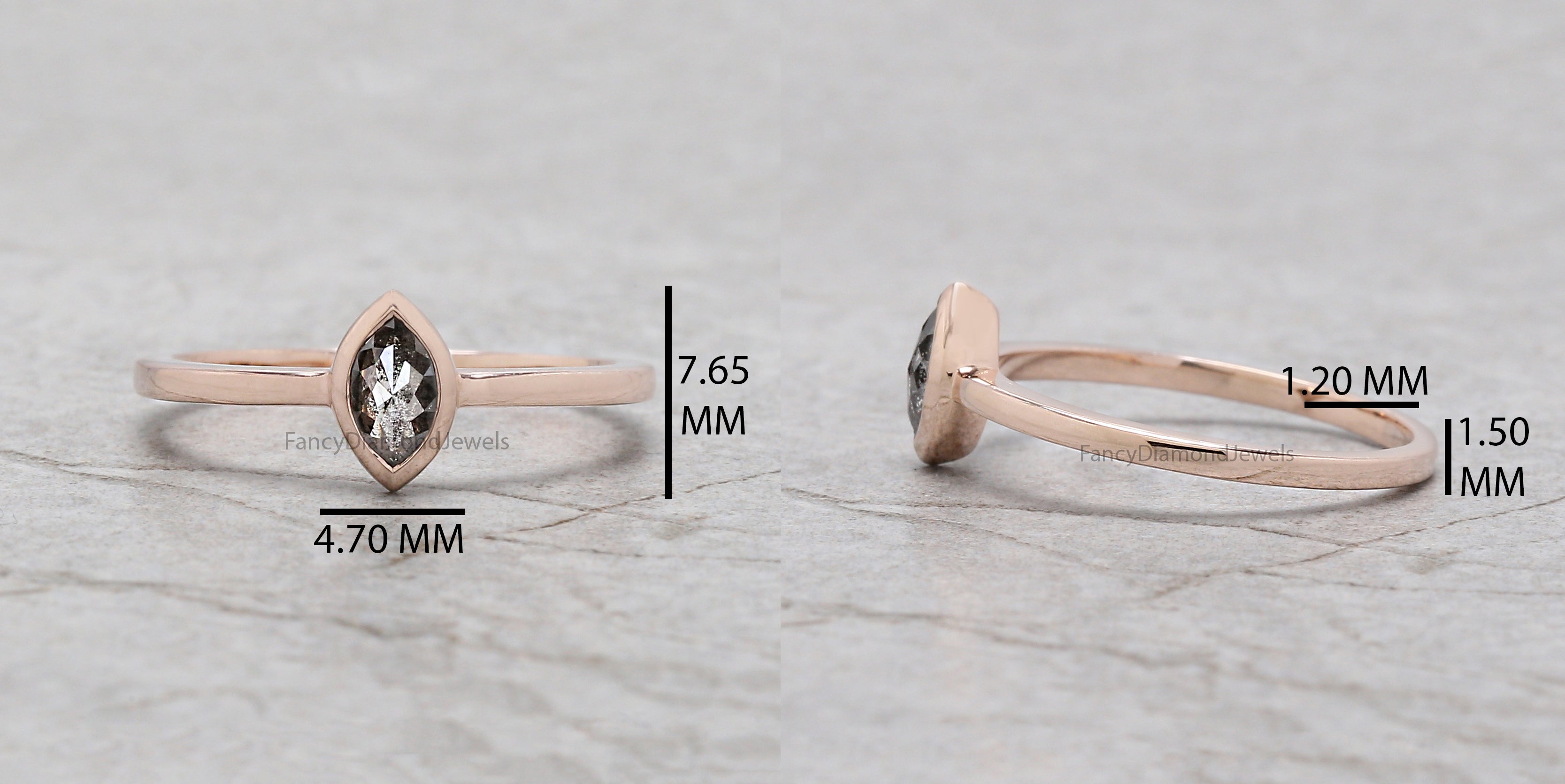 Marquise Salt and pepper Diamond Ring, Salt and pepper Marquise Diamond Engagement Ring, Marquise Diamond Ring, Marquise Shape Ring, KD1159