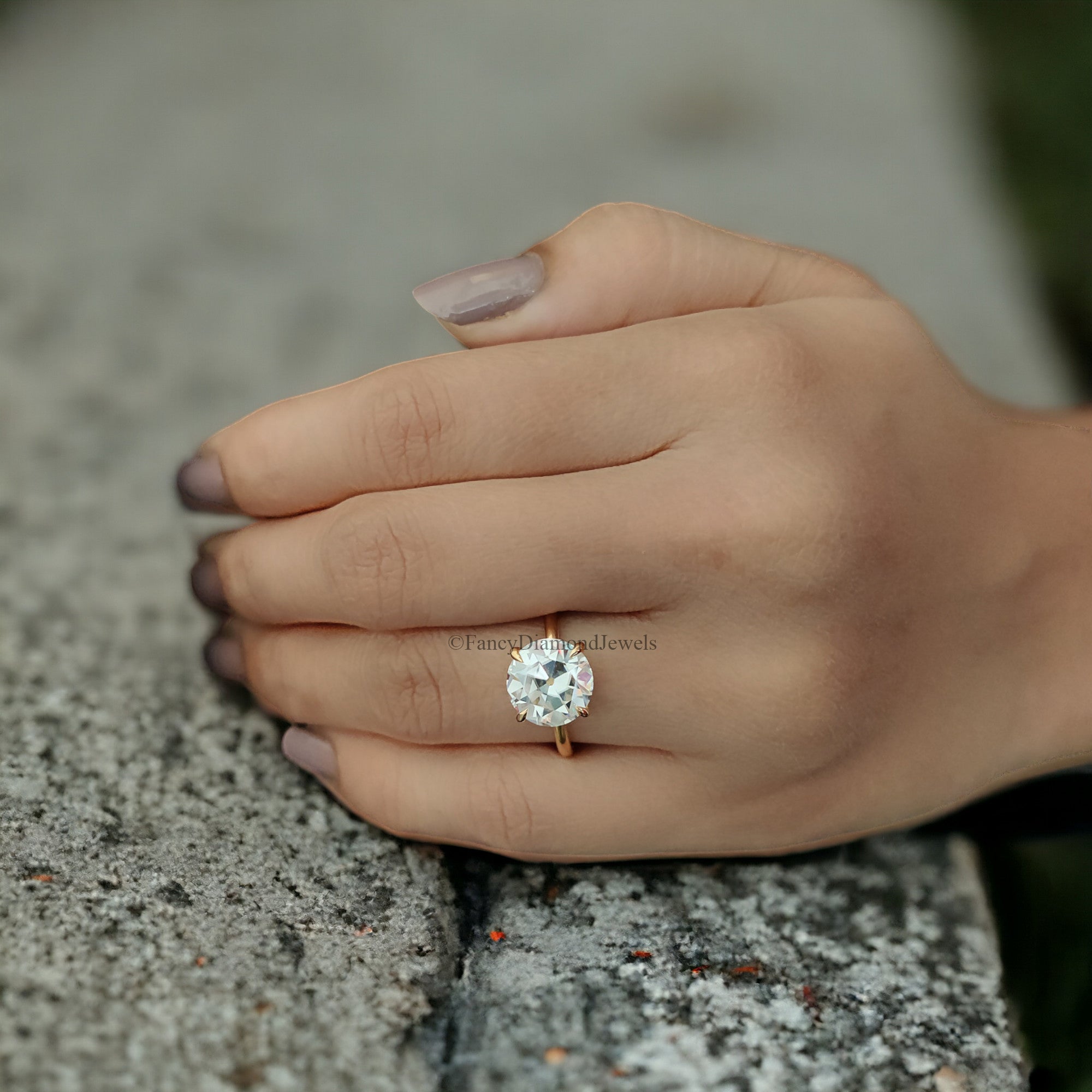 2.80 CT Round Old European Cut Colorless Moissanite Solitaire Ring Engagement Ring Wedding Ring Comfort Fit Yellow/White/Rose Gold Ring FD12