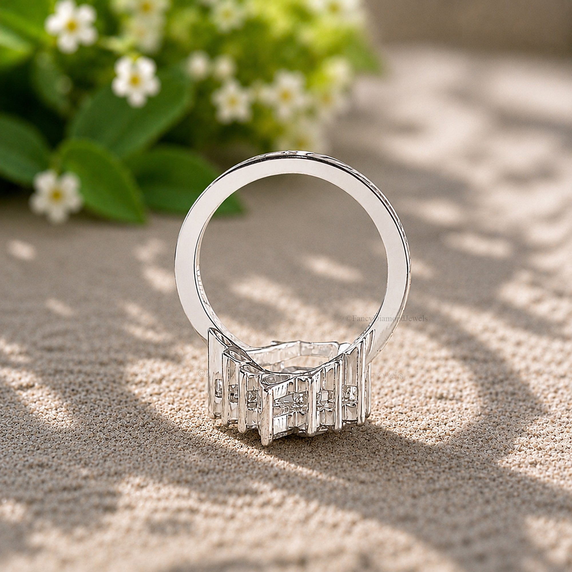 4.20 CT Coffin Cut Engagement Ring in Solid White 10K/14k/18k Gold Coffin Solitaire Engagement Ring Bridal Wedding Ring Promise Ring FD585