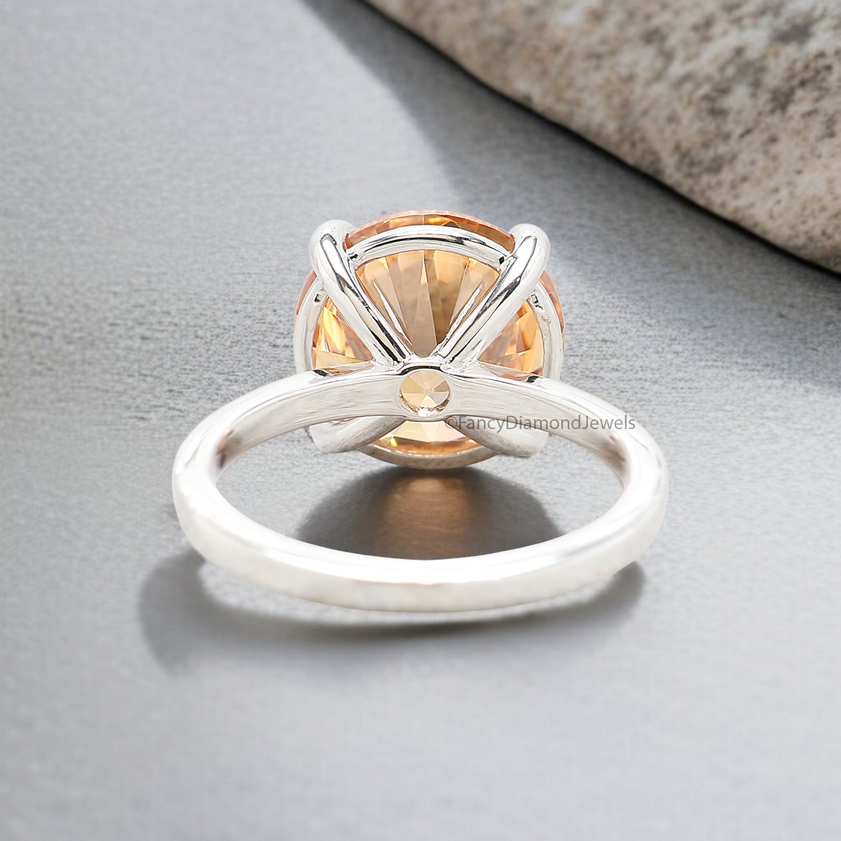 Round Brown Champagne Diamond engagement ring 11mm 9mm 8mm 6mm 4mm stone ring Simulant Ring Solitaire ring Silver ring Gift for her FD519