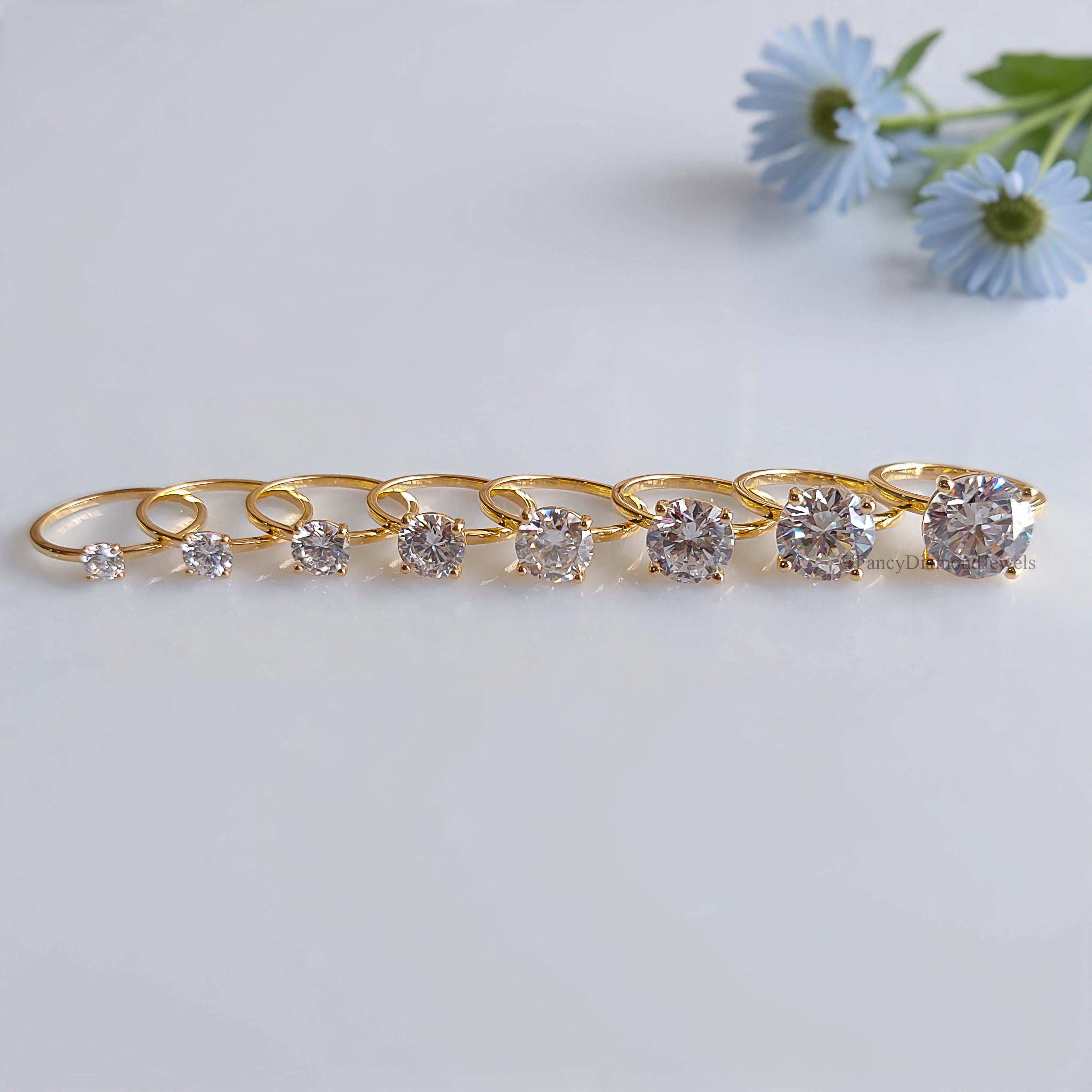 Round Diamond engagement ring 11mm 10mm 9mm 8mm 7mm stone ring Solitaire Silver Promise ring Diamond ring Simulant ring Gift for her FD164